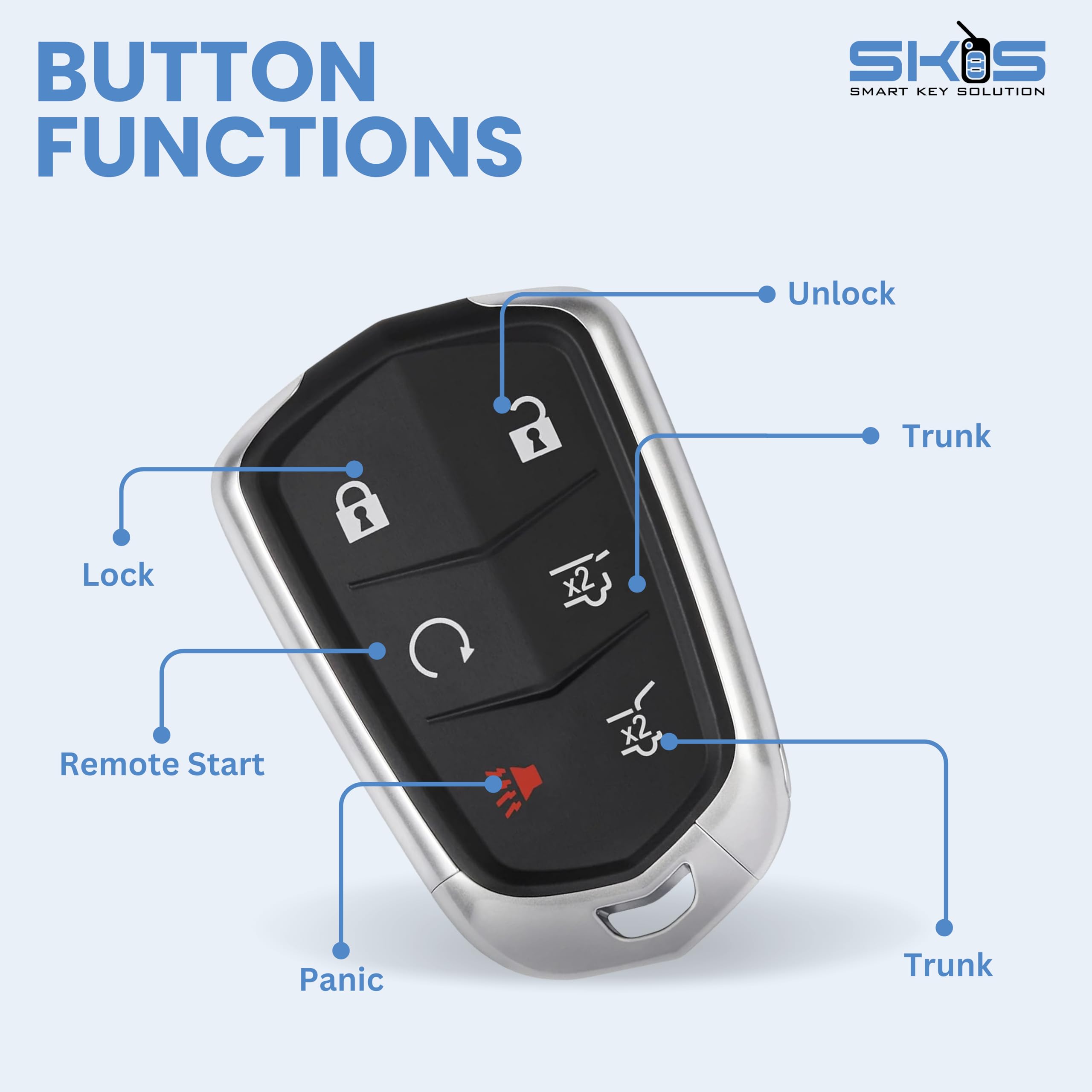 Key Fob Shell Case Replacement Fits For Cadillac Escalade Esv 2015 2016 2017 2018 2019 2020 Keyless Entry Remote Control 6 Butto