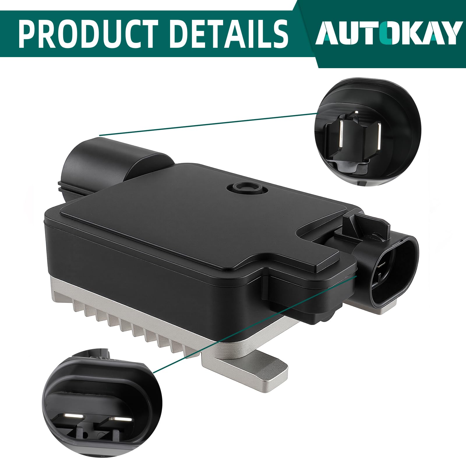 AUTOKAY 940002904 Engine Cooling Fan Control Module Fits for Ford Edge 2007-2015 Flex 2010 Crown Victoria 2006-2011, Lincoln MKX