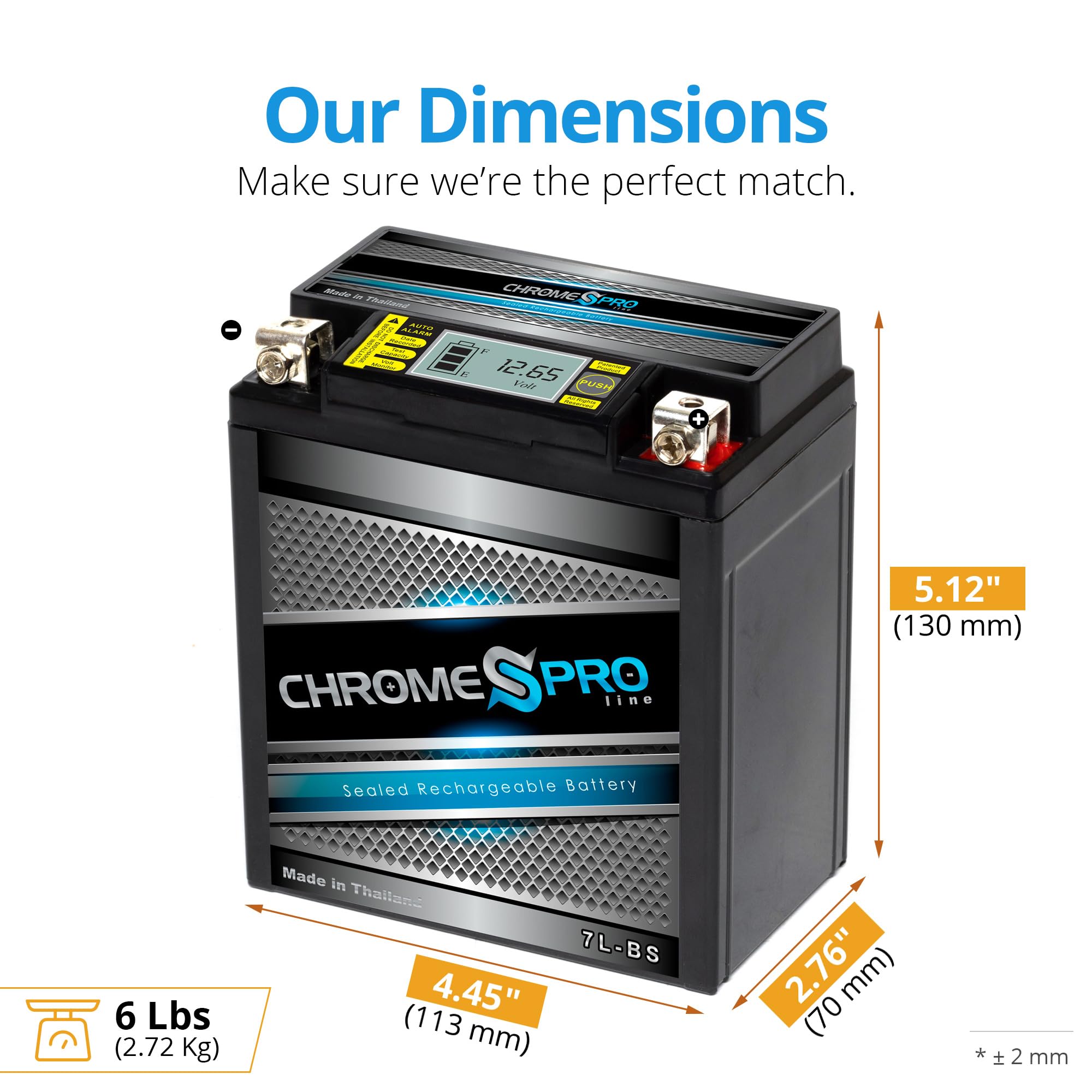 Chrome Pro Ytx7L-Bs High Performance - Maintenance Free - Sealed Igel Motorcycle Battery