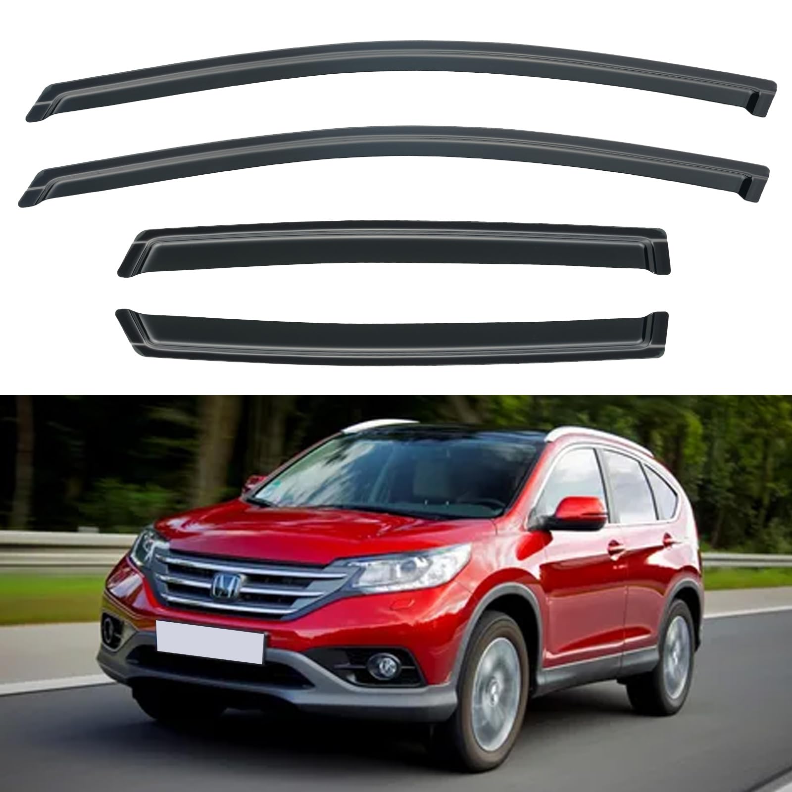 Window Visors Rain Guards for 2012 2013 2014 2015 2016 Honda CRV, Out-Channel Window Vent Wind Deflectors Visors Shades for 12 1