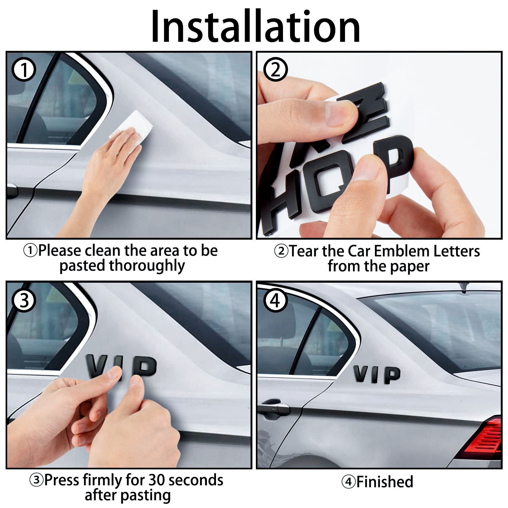 Lamoutor 43Pcs Car Emblem Letters Sticker Diy 3D Chrome Number Symbol Badge Decal(Black)