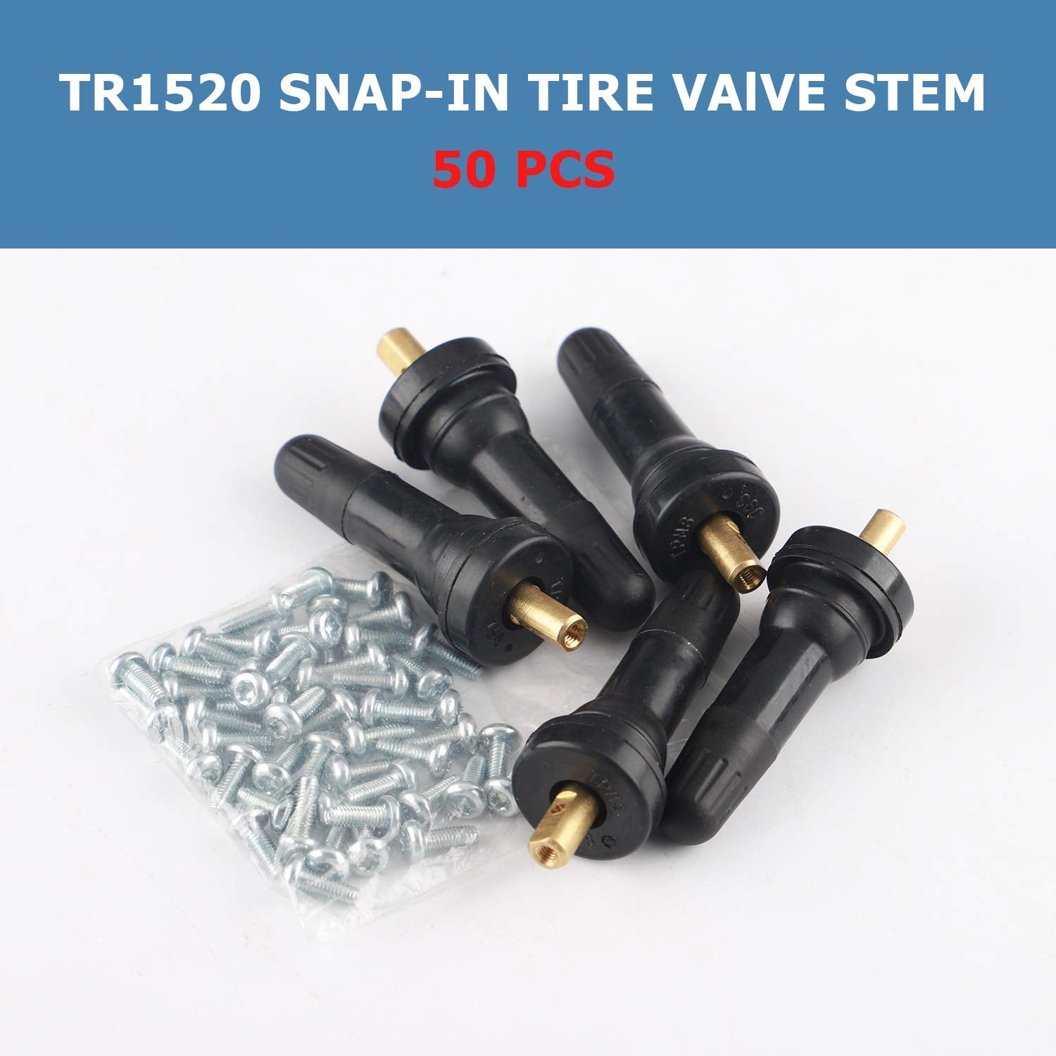 Ezisoe 50 Pcs Tire Tpms 20008 Pressure Monitoring System Sensor Explosion-Proof Snap In Tire Valve Stems