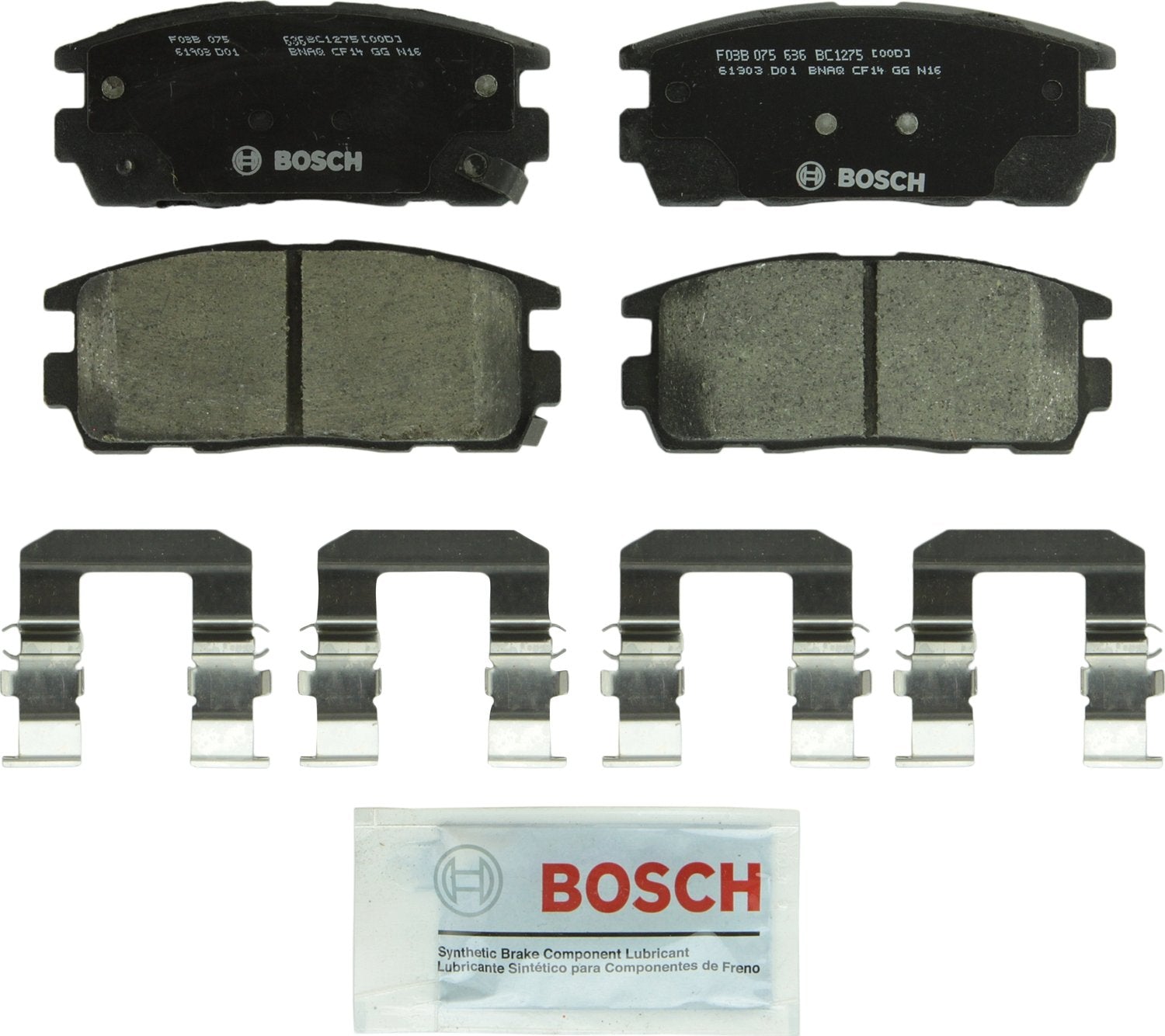 BOSCH BC1275 QuietCast Premium Ceramic Disc Brake Pad Set - Compatible with Select Chevrolet Captiva Sport, Equinox; GMC Terrain