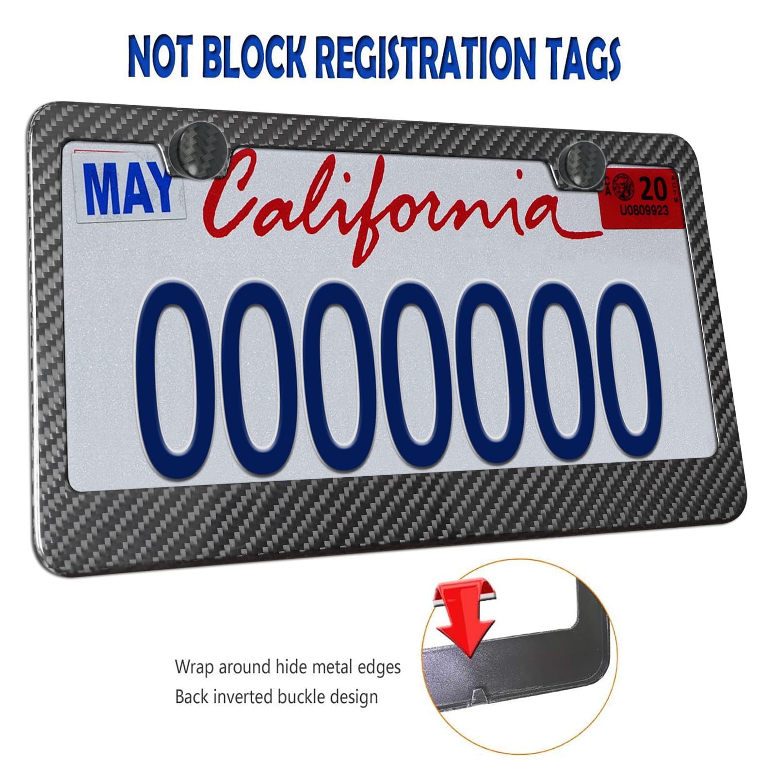 Aootf Carbon Fiber License Plate Frame- Handcrafted Of 100% Real Carbon Fiber Cloth Wrap Stainless Steel Frame | Rustproof Licen