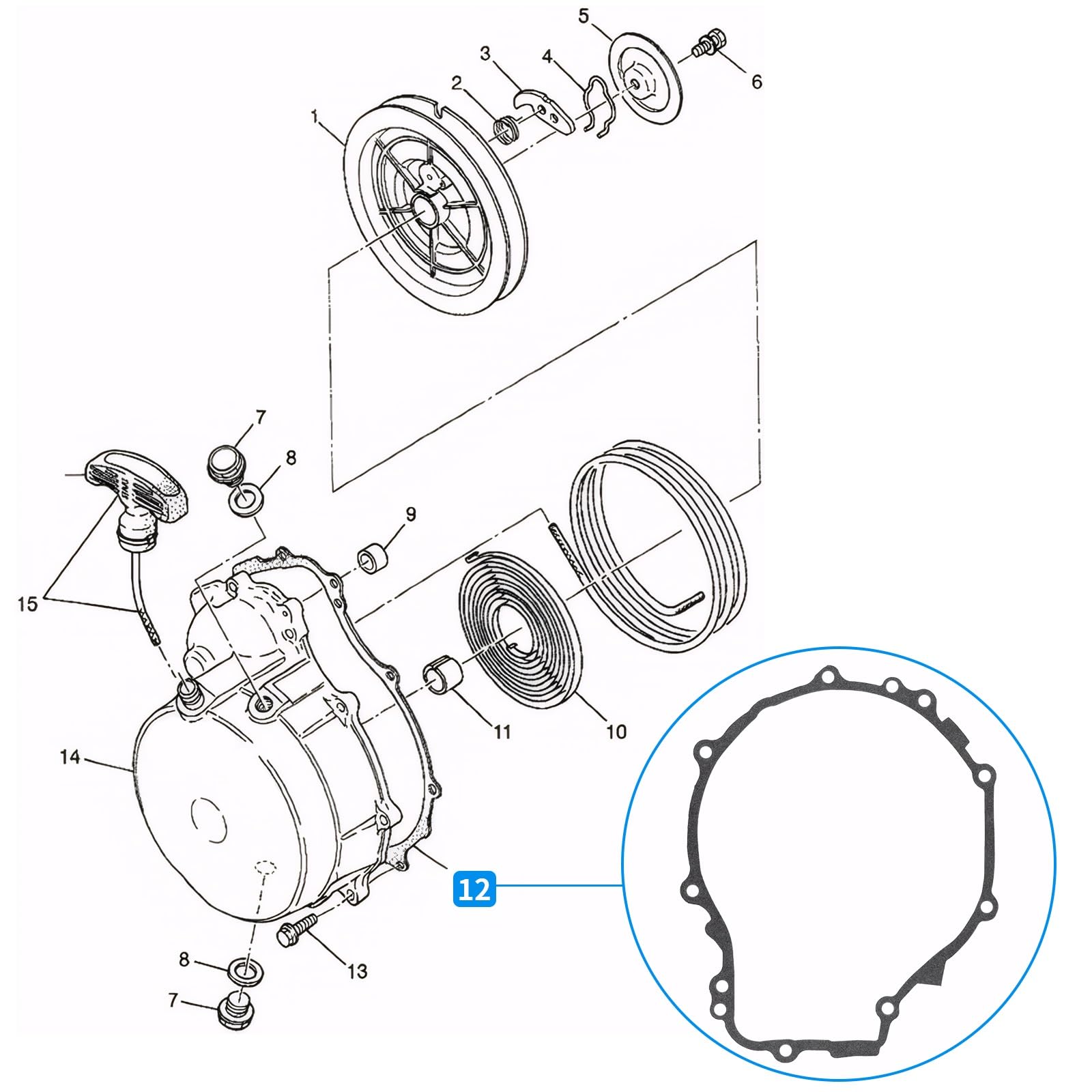 Luxlkead Recoil Pull Start Gasket Compatible With 1996-2011 Polaris Sportsman 500, Replaces # 3084933