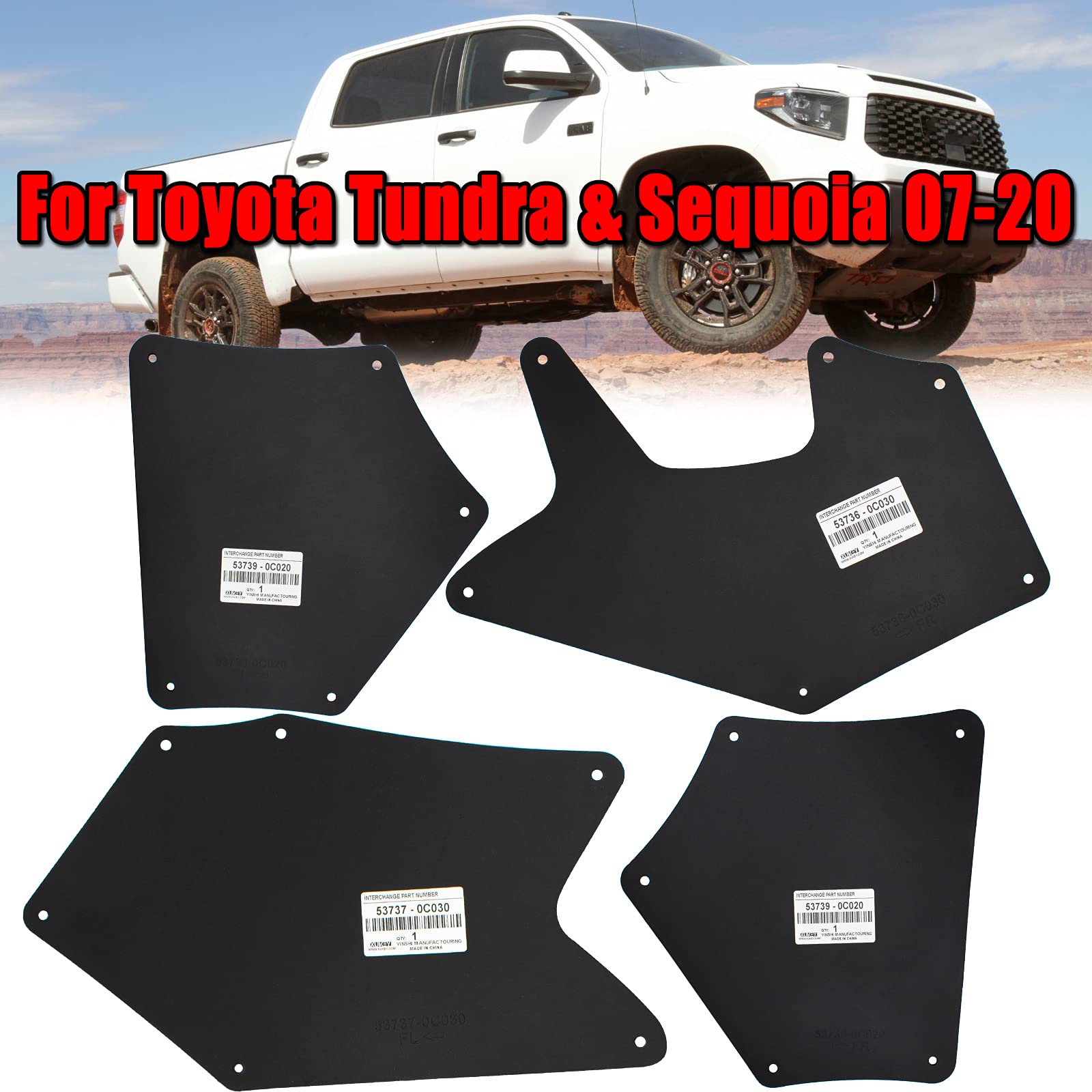 Splash Guards For Toyota Tundra Xk50 Sequoia Xk60 2007-2020 Mud Flaps Mudflaps Mudguards Oe# 53737-0C030 53736-0C030 53739-0C020