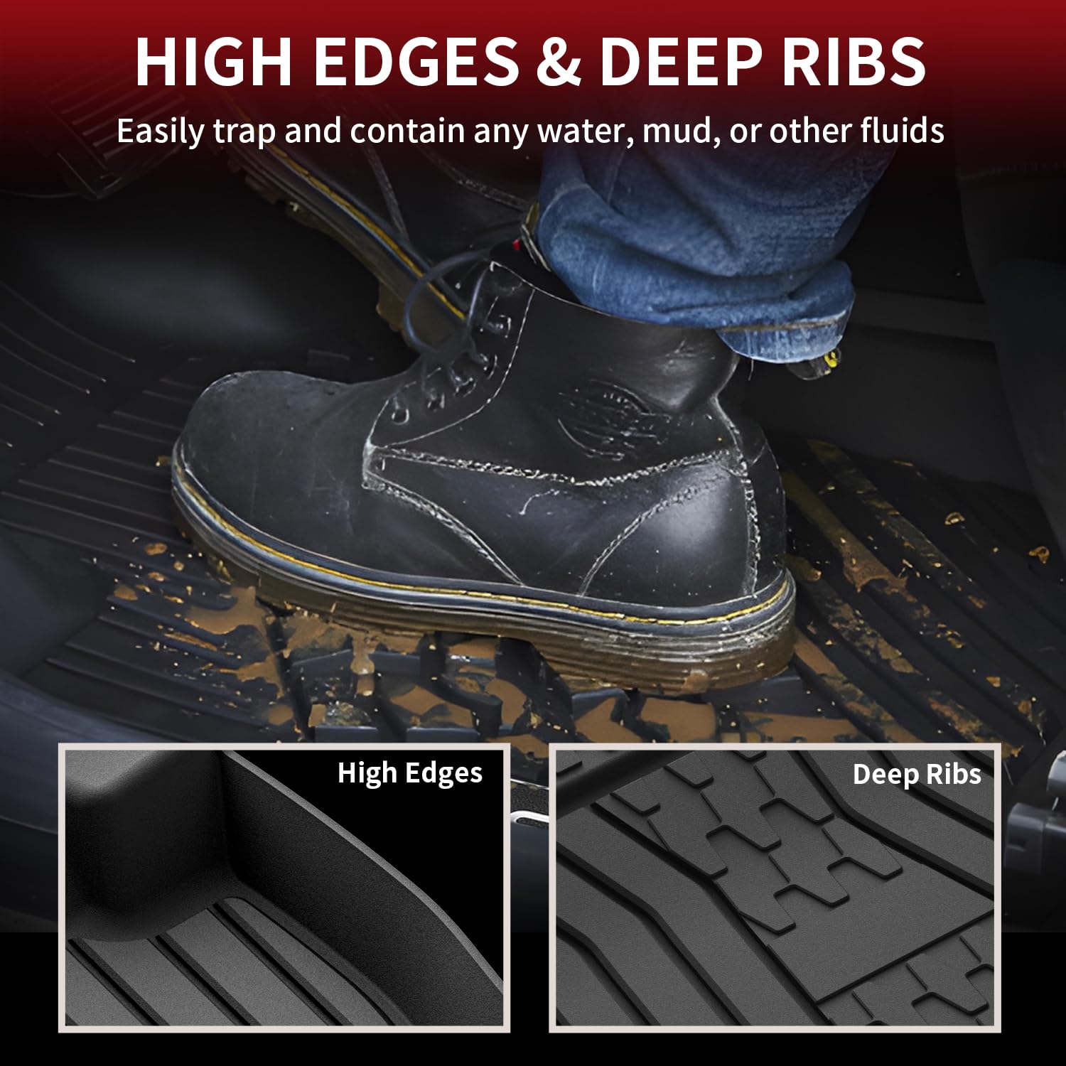 Lasfit Floor Mats Fit For Lincoln Nautilus 2019-2023/ For Lincoln Mkx 2018 2017 2016 All Weather Floor Mats Custom Fit Floor Lin