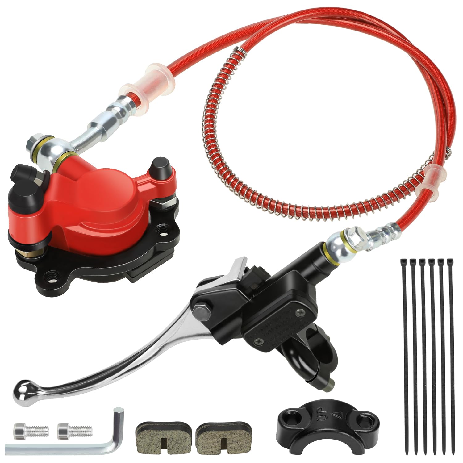 Yoxufa Mini Bike Hydraulic Disc Brake Caliper Kit Replacement For Baja Doodle Bug Db30 Blitz Dirt Bug Predator 79Cc 97Cc 2.8Hp Mini Bike Parts With 50 Inch Hose Tube Master Cylinder