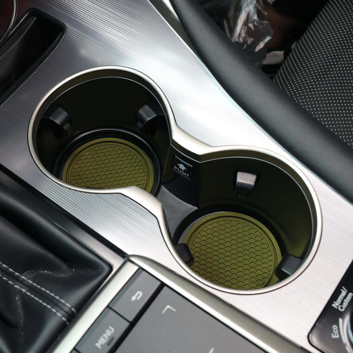 Singaro Car Cup Coaster, 4Pcs Universal Non-Slip Cup Holders Embedded In Ornaments Coaster, Car Interior Accessories, Olive Gree