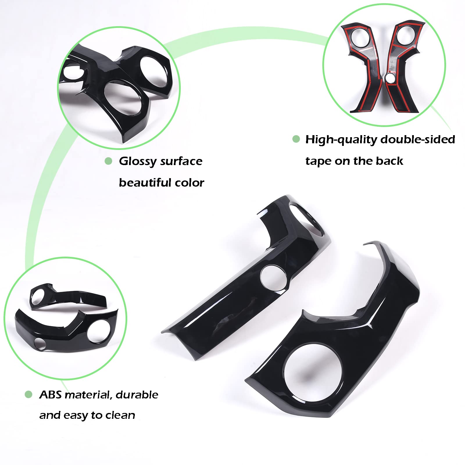 Llkuang Abs Center Console Air Conditioning Air Outlet Decoration Frame Cover Trim For Toyota Tundra 2014-2020 Modification Accessories (Glossy Black)