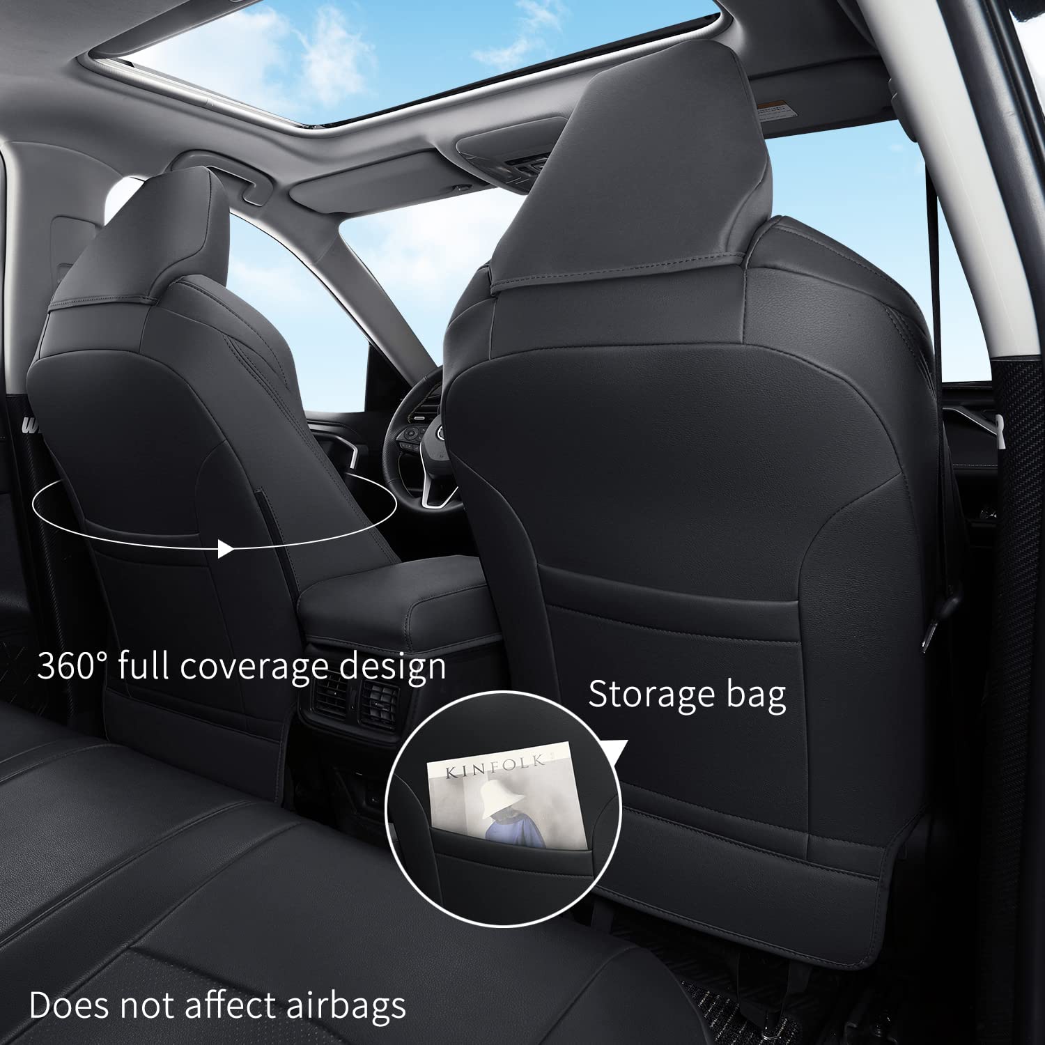 Giant Panda Pu Leather Car Seat Covers Full Set Custom Fit For Toyota Rav4 Prime Se,Prime Xse 2021 2022 2023 2024, Hybrid Se/Xse