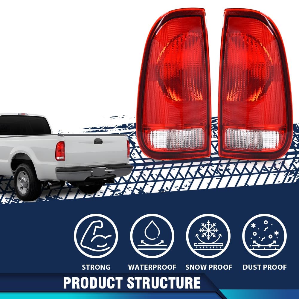 Pit66 Tail Lights Rear Light Lamp Assembly Compatible With Ford F150 Stepside 1997-2004/Fit F250 1997-1999/Fit F250 F350 F450 F5