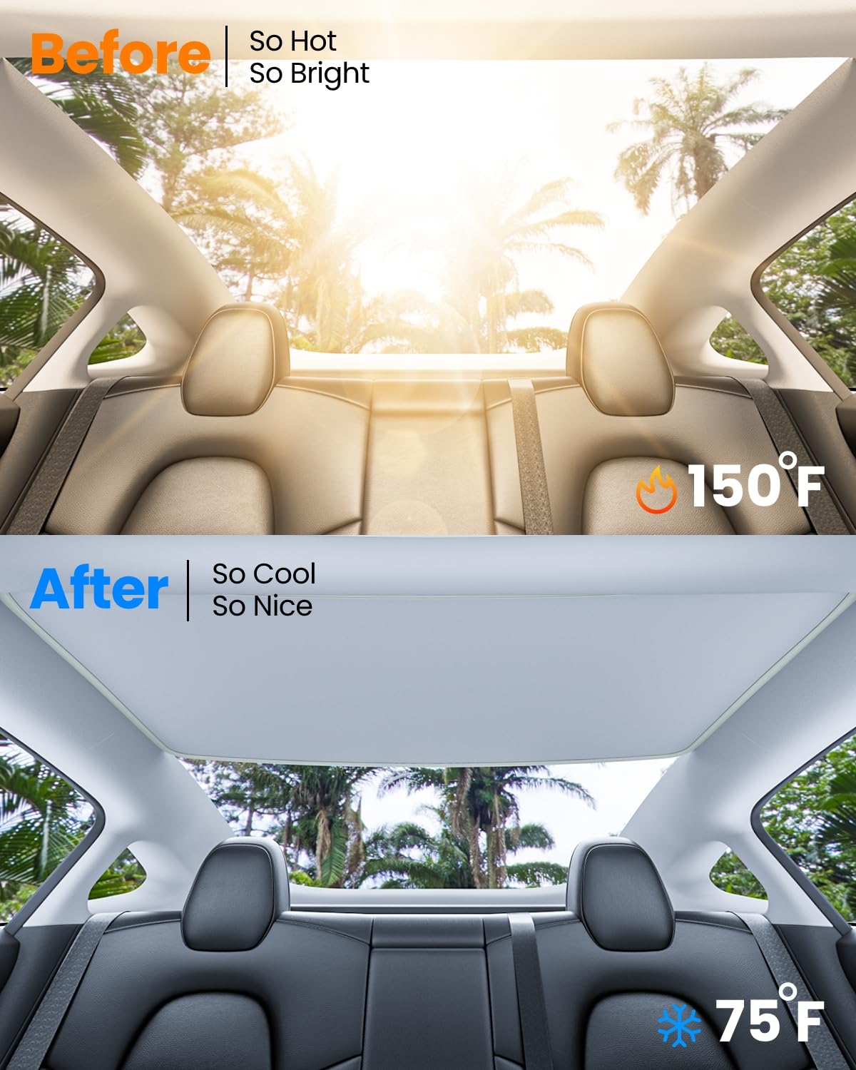 Reevaa 2025 Upgrade Tesla Model 3 Sunshade Roof [No-Sagging, No Gaps] Tesla 3 Highland 2025 Accessories Heat Insulation Foldable