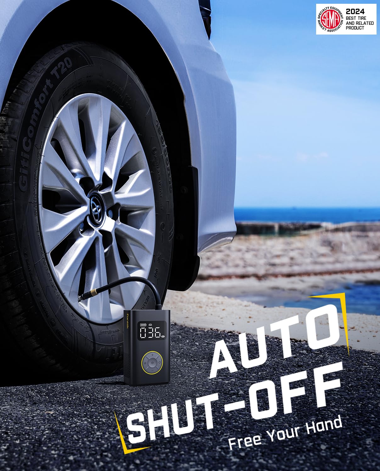 Fanttik X9 Pro Portable Tire Inflator For Motorcycle, 27S Fast Inflate Electric Bike Pump With Digital Tire Pressure Gauge, 150P