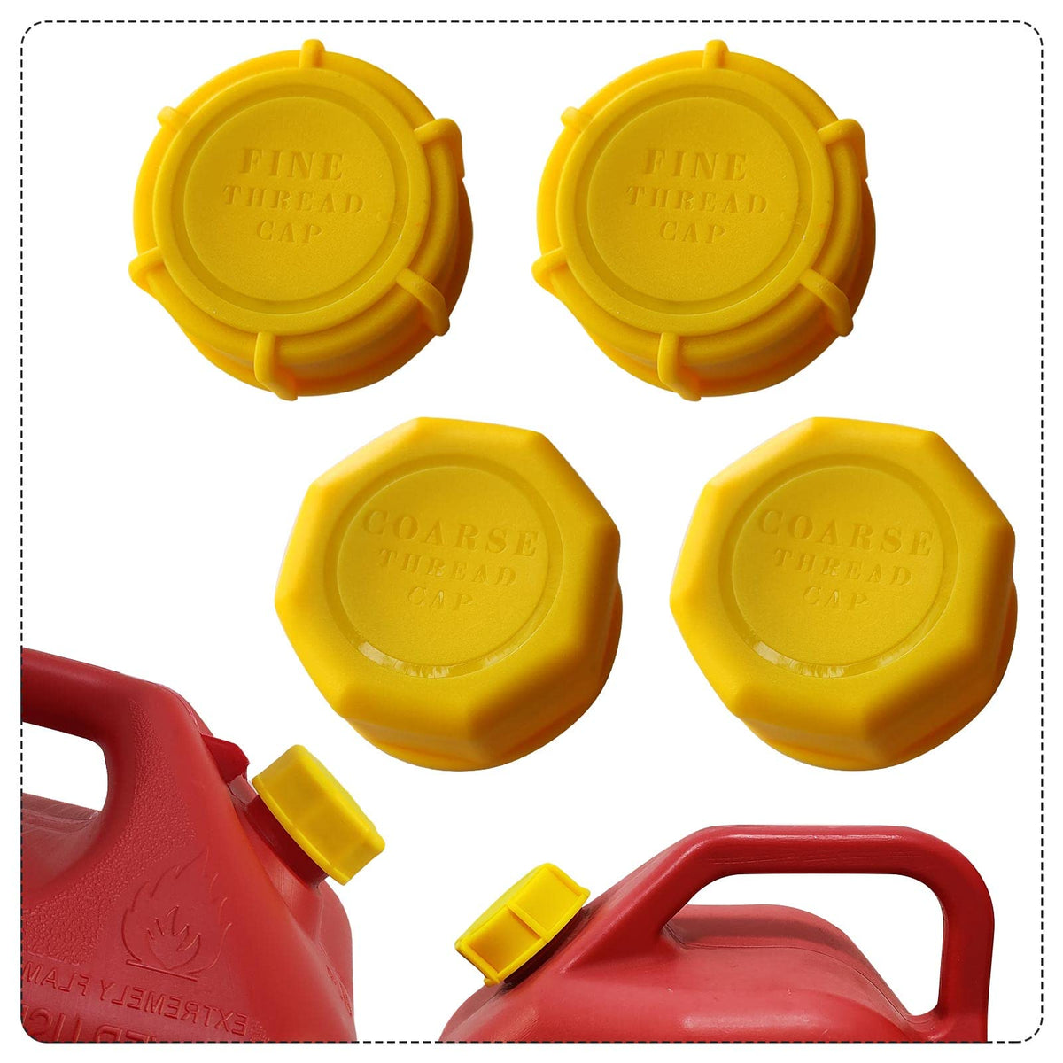 Gas Can Cap, Gas Can Cap Replacement (2 Kits) Fits Most 1/2/3/5 Gallon Gas Can, Thickened Two Coarse Threads Two Fine Threads