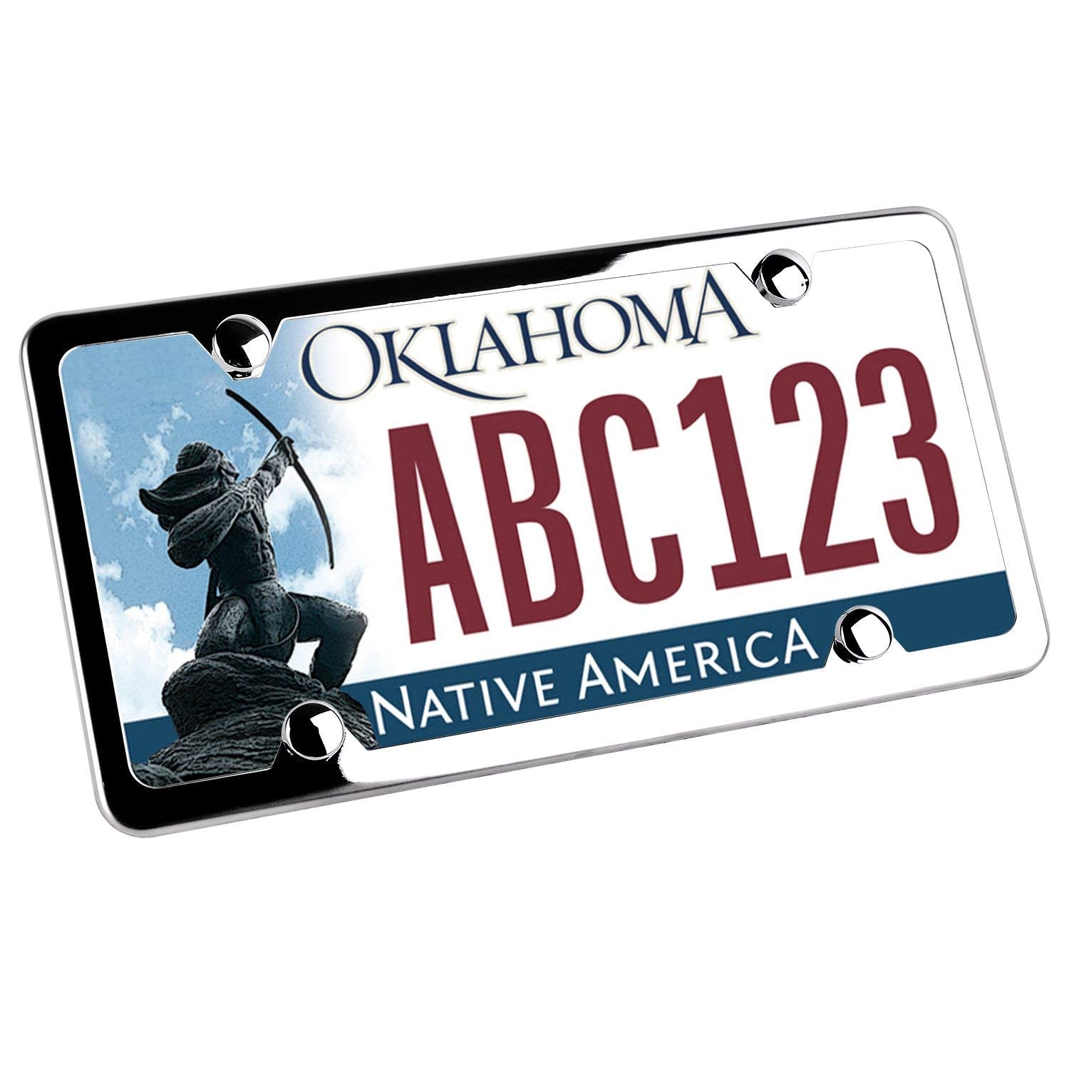 Ohuhu License Plate Frames, 2 Pcs 4 Holes Slim Stainless Steel Polish Mirror License Plate Frame + Chrome Screw Caps (Silver)