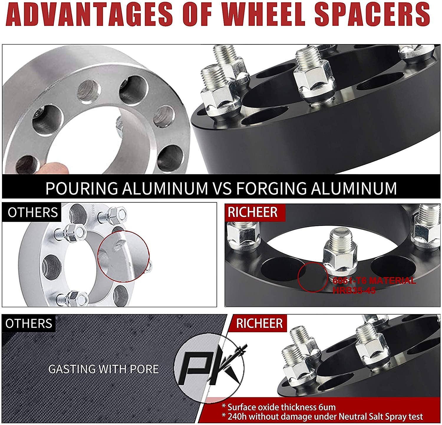 Richeer 6X5.5 Wheel Spacer Compatible With Silverado Suburban Sierra Savana 1500 Express Tahoe Yukon Escalade C2500 K2500, 1.5''