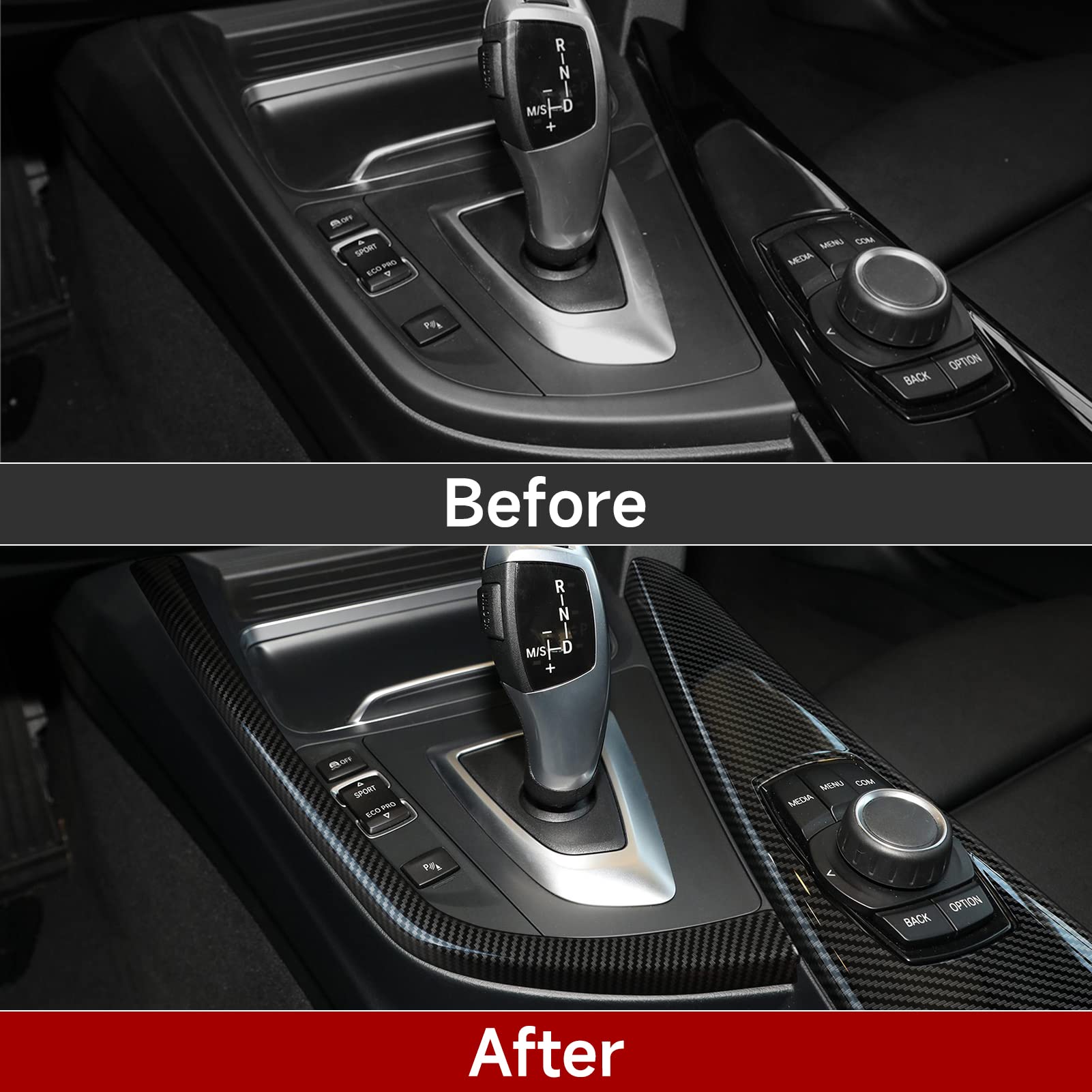 Car Sticker Gear Shift Cover Trim Carbon Style Abs Decal Fits For Bmw F30 F31 F34 3Gt F32 F33 F36 2012 2013 2014 2015 2016 2017