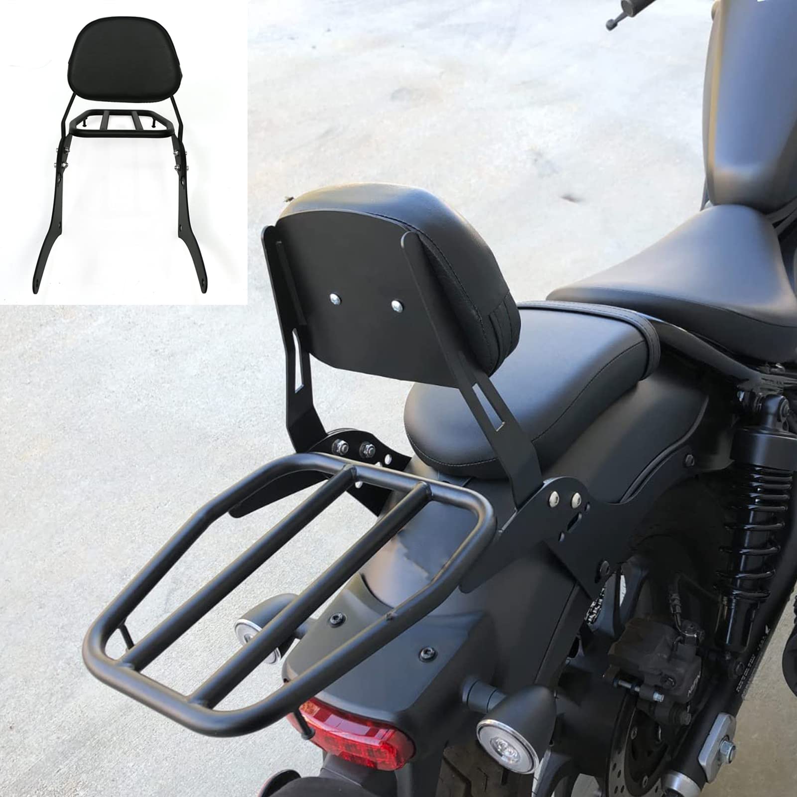 Worldmotop Motorcycle Sissy Bar Backrest Rear Passenger Seat Replacement For Honda Cmx 500 Rebel Cmx 300 Cmx500 2017-2023 Detach