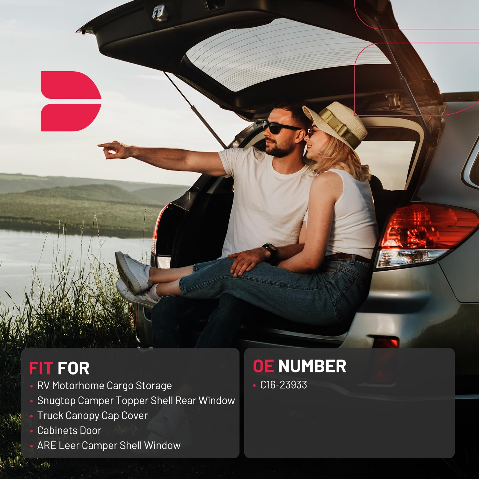 Bdfhyk C16-23933 15Inch 45Lbs (200N) Gas Shocks Struts Lift Support For Are Leer Camper Shell Window Truck Canopy Cap Cover Cabi