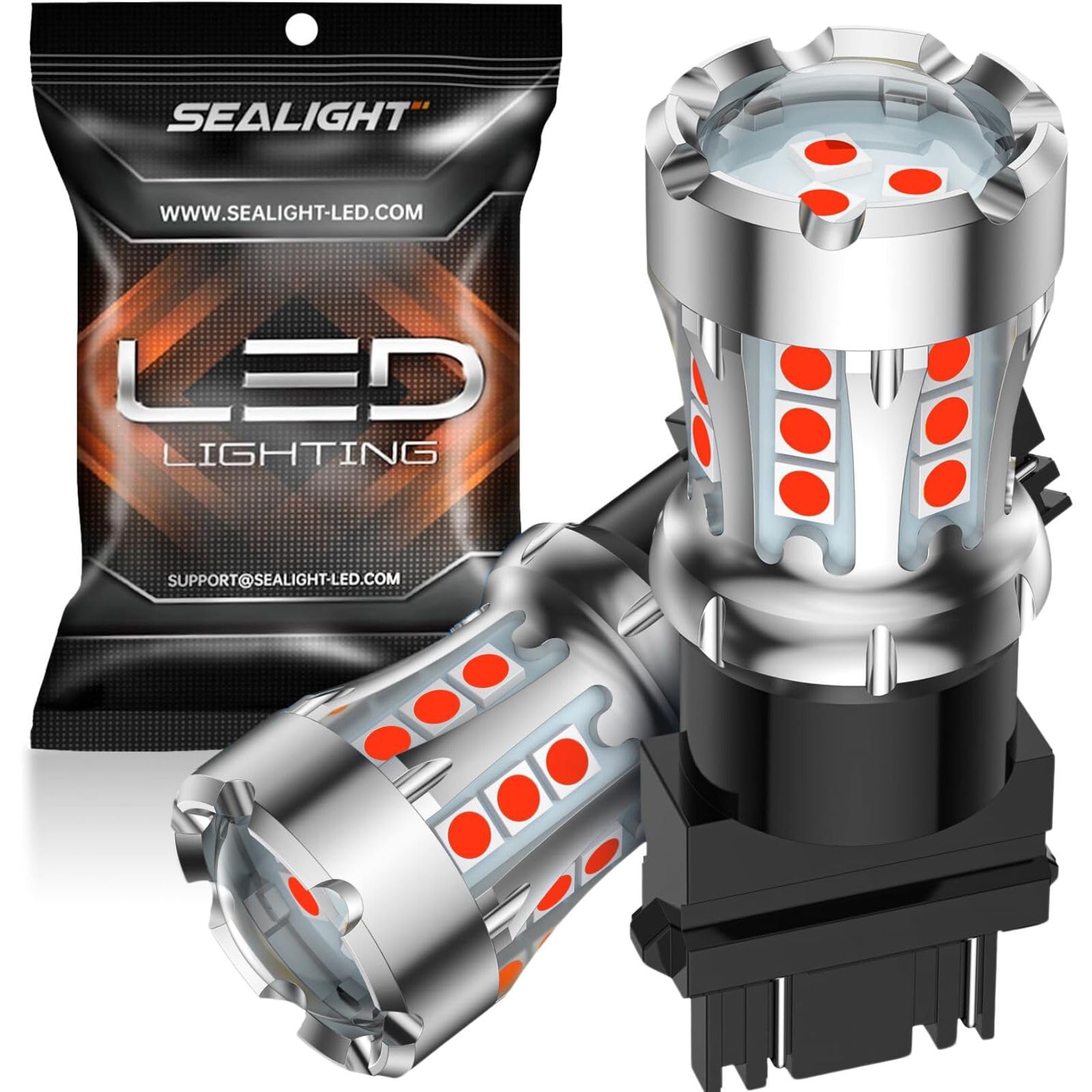 Sealight Led Brake Light Bulbs, 3157 Led Bulb Red, 600% Brighter 3056 3156 3057 Tail Light Bulbs With Projector Lens, For Parkin