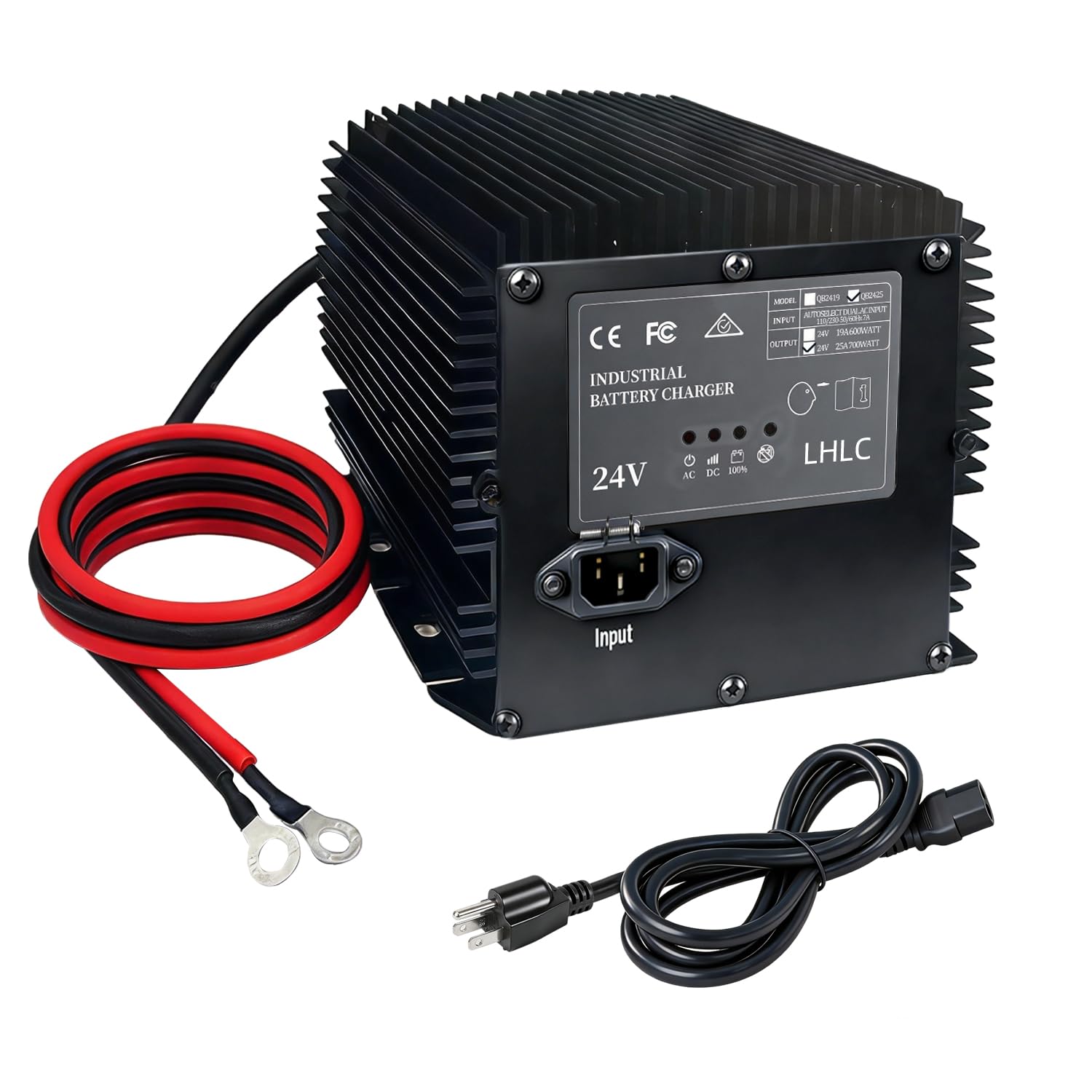LHLC 24V 25A Scissor Lift Battery Charger Compatible with Genie/Skyjack/JLG Scissor Lift Lead-Acid/AGM/GEL Batteries, HB600-24B 