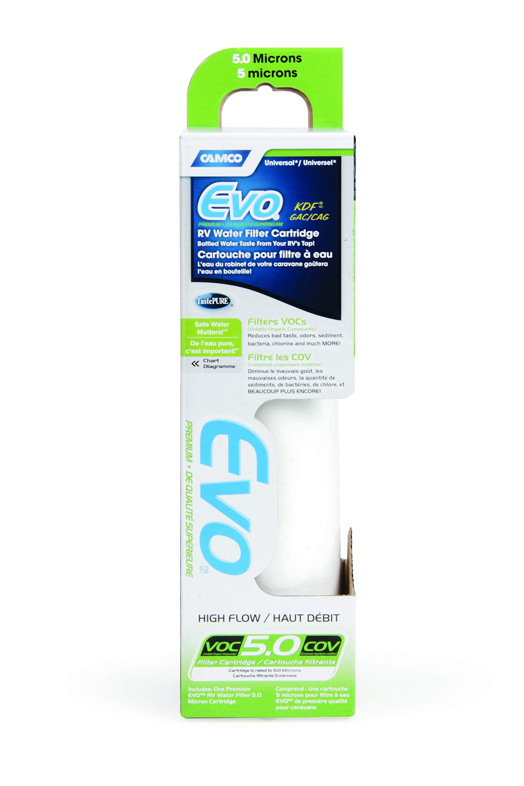Evo Camco 40620 Premium Replacement Water Filter Cartridge, White