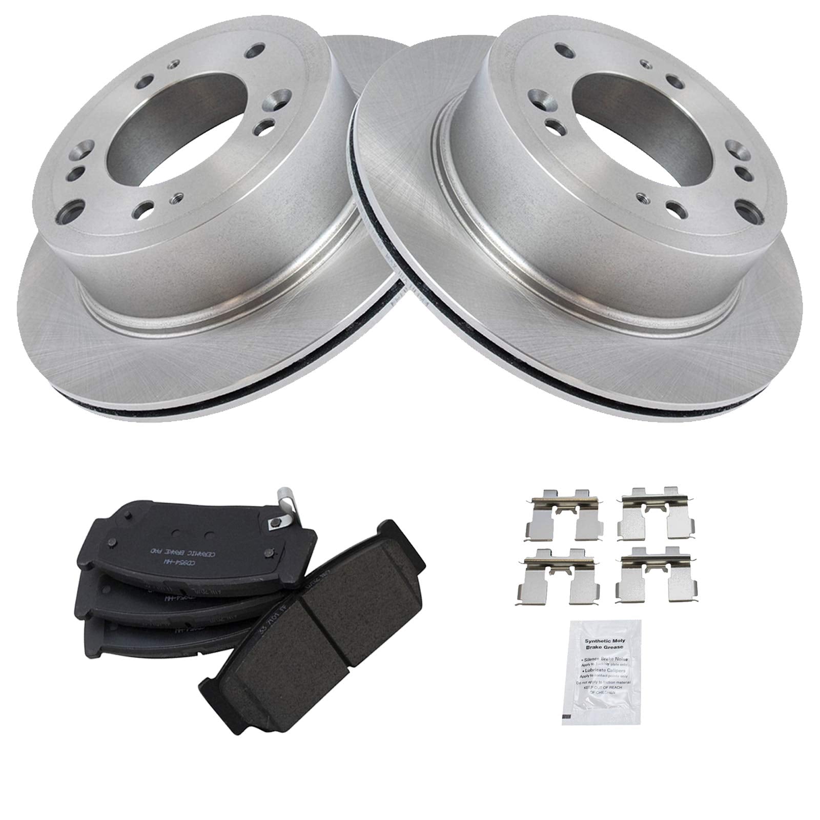 Trq Rear Brake Pad & Rotor Kit Brake Pads Brake Rotor Ceramic Compatible With 2003-2006 Kia Sorento