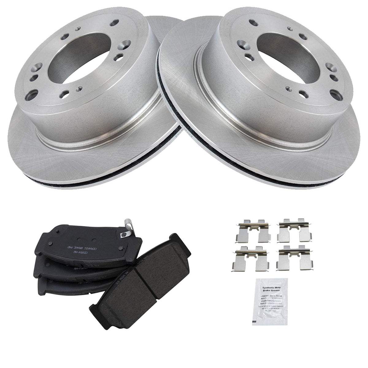 Trq Rear Brake Pad & Rotor Kit Brake Pads Brake Rotor Ceramic Compatible With 2003-2006 Kia Sorento