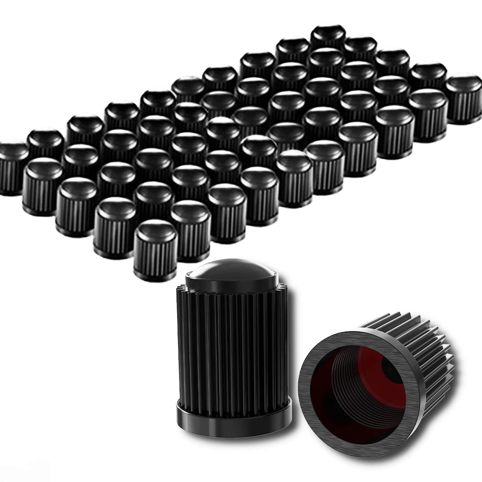 Ckauto 50 Pack Tire Valve Caps, Plastic Valve Stem Caps With O Rubber Seal, Universal Stem Covers For Cars, Suvs, Bike And Bicyc