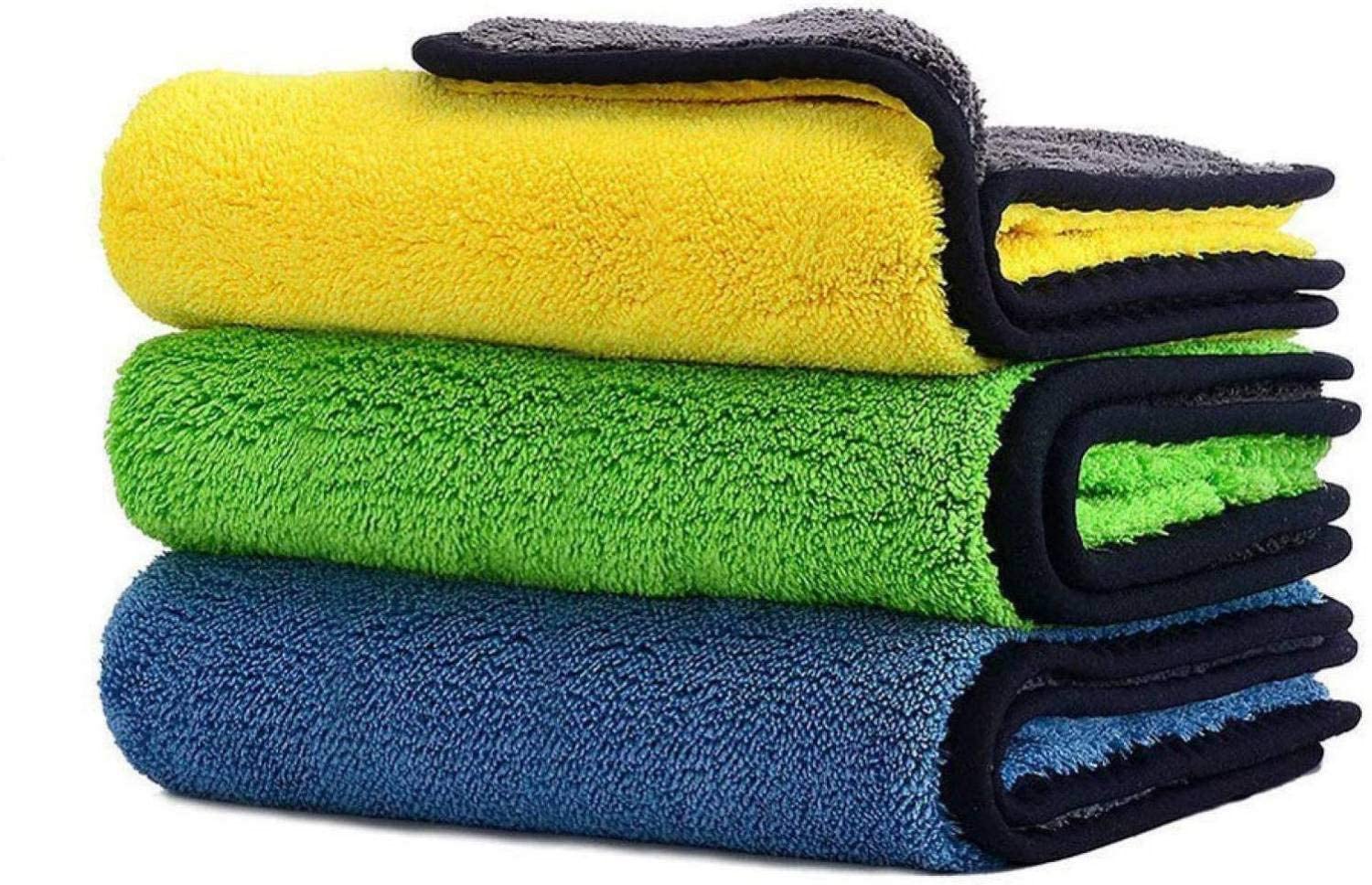 Dhurta 3pcs Universal Car Wash Cleaning Drying Towels  Super Absorbent Microfiber Cloths for Car Window Body Interior Exterior 