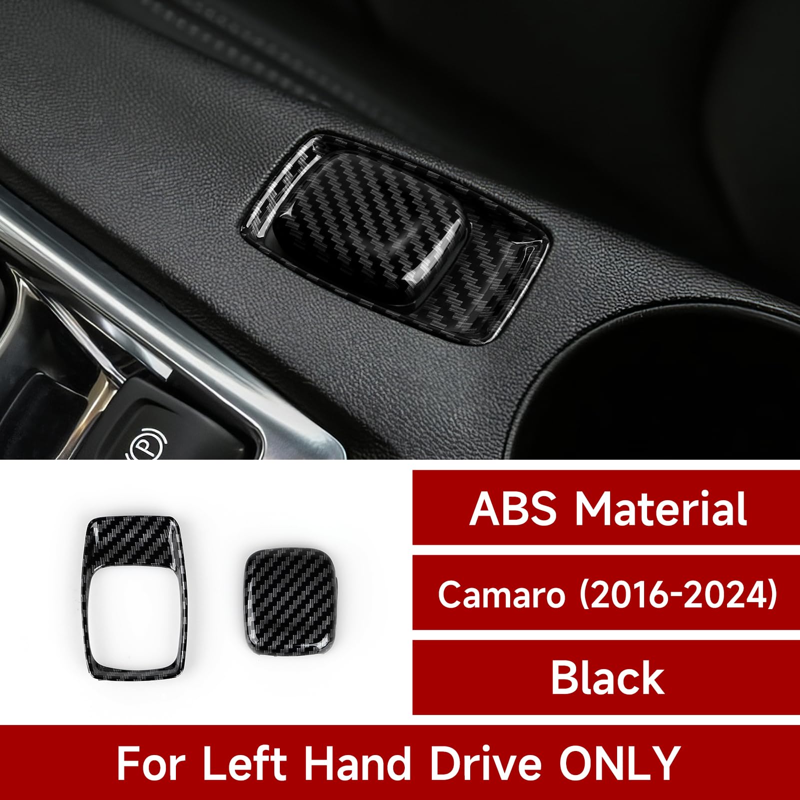 Car Cigarette Lighter Sticker ABS Carbon Fiber Decal Interior Trim Cover for Chevrolet Camaro ZL1 2016 2017 2018 2019 2020 2021