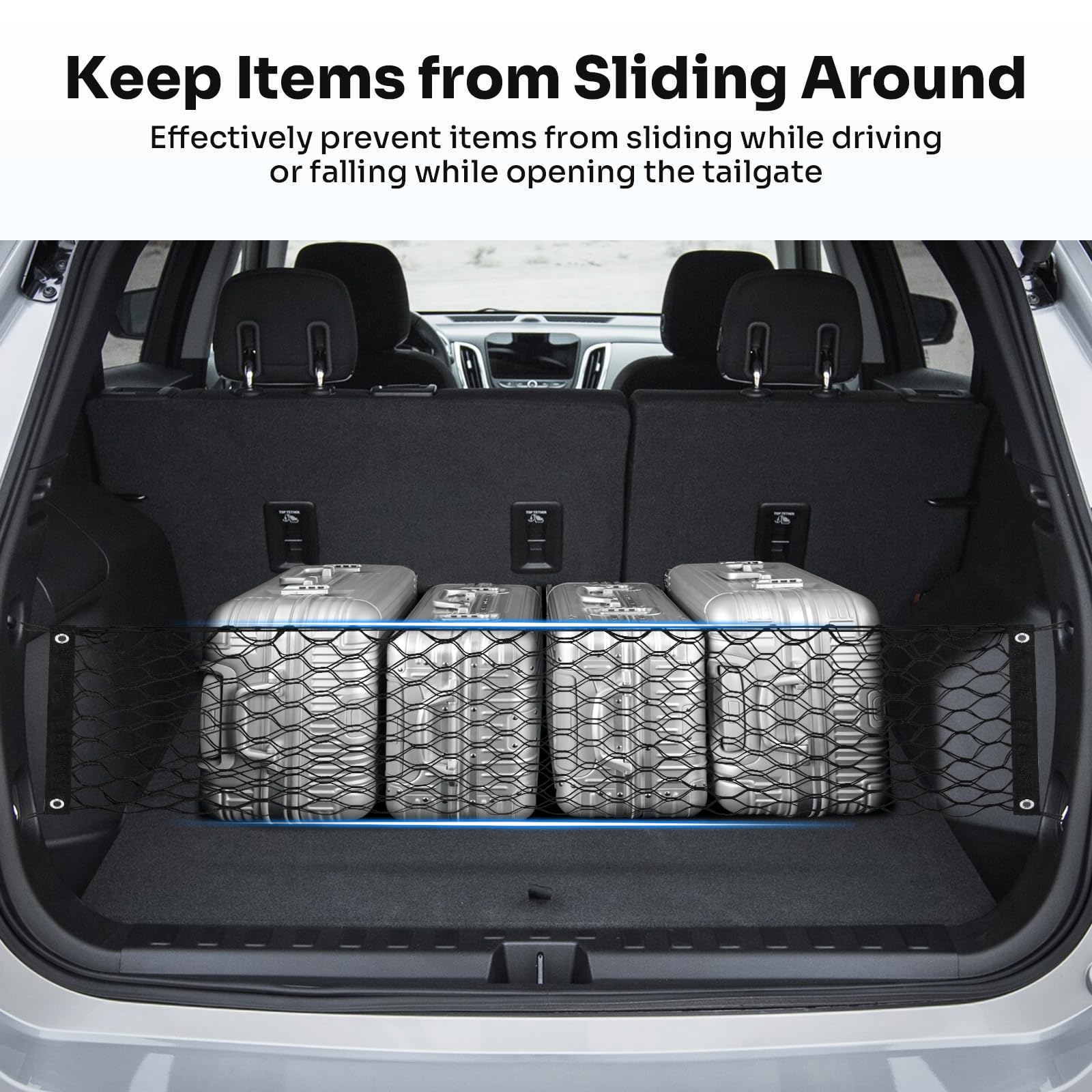 Canvcle Trunk Cargo Net for 2018-2024 Chevy Equinox & GMC Terrain Accessories Envelope Style Mesh Trunk Net Organizer and Storag