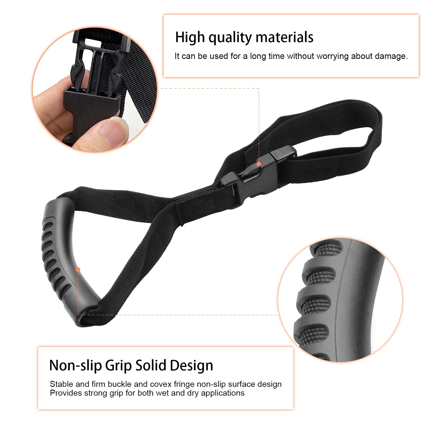Moebulb Car Grab Handle Adjustable Standing Aid Safety Handle Vehicle Support Portable Nylon Grip Handle Car Assist Device 2-Pack (Black)