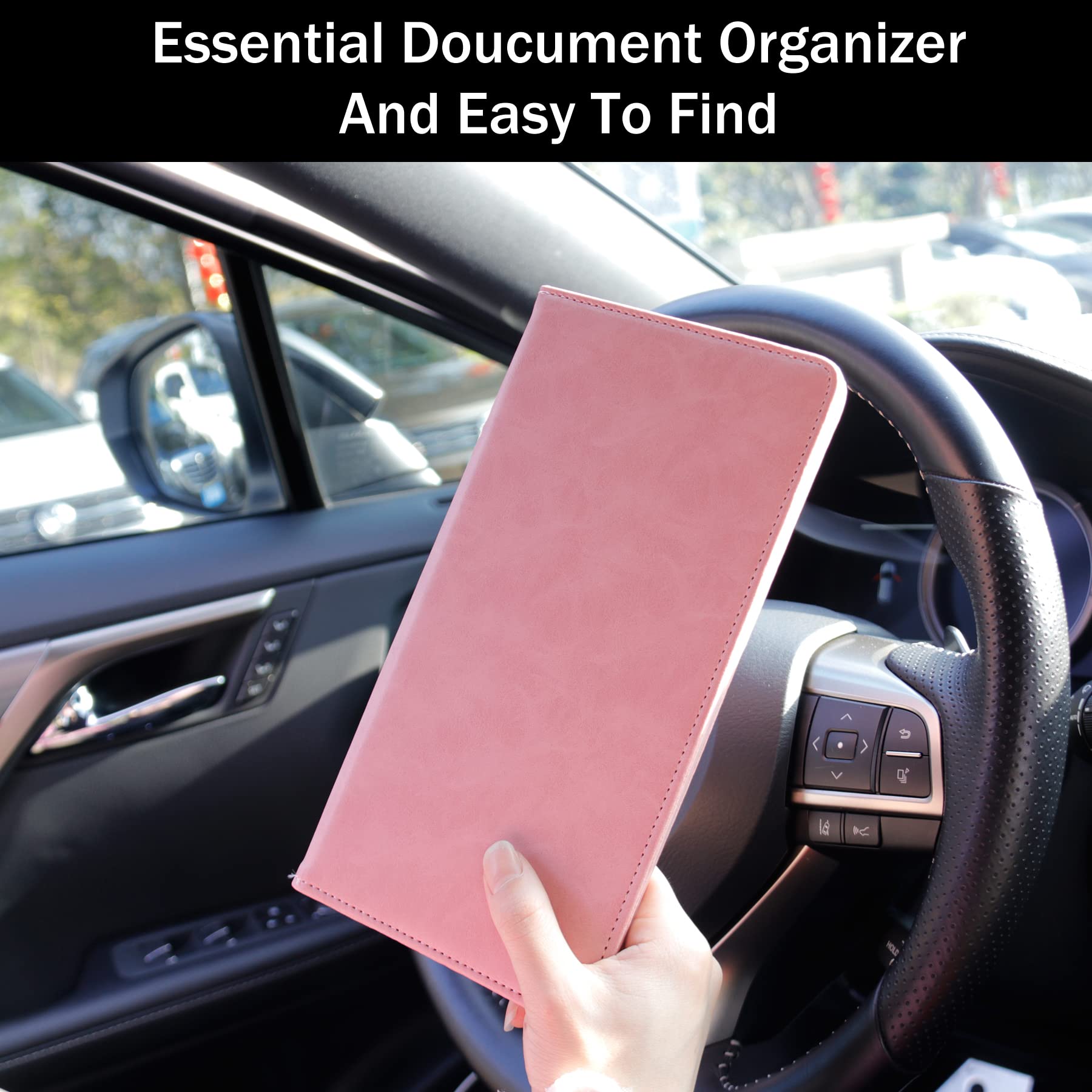 Uyye Auto Car Registration And Insurance Documents Holder - Pu Leather Vehicle Glove Box Documents Organizer Wallet, Car Interio