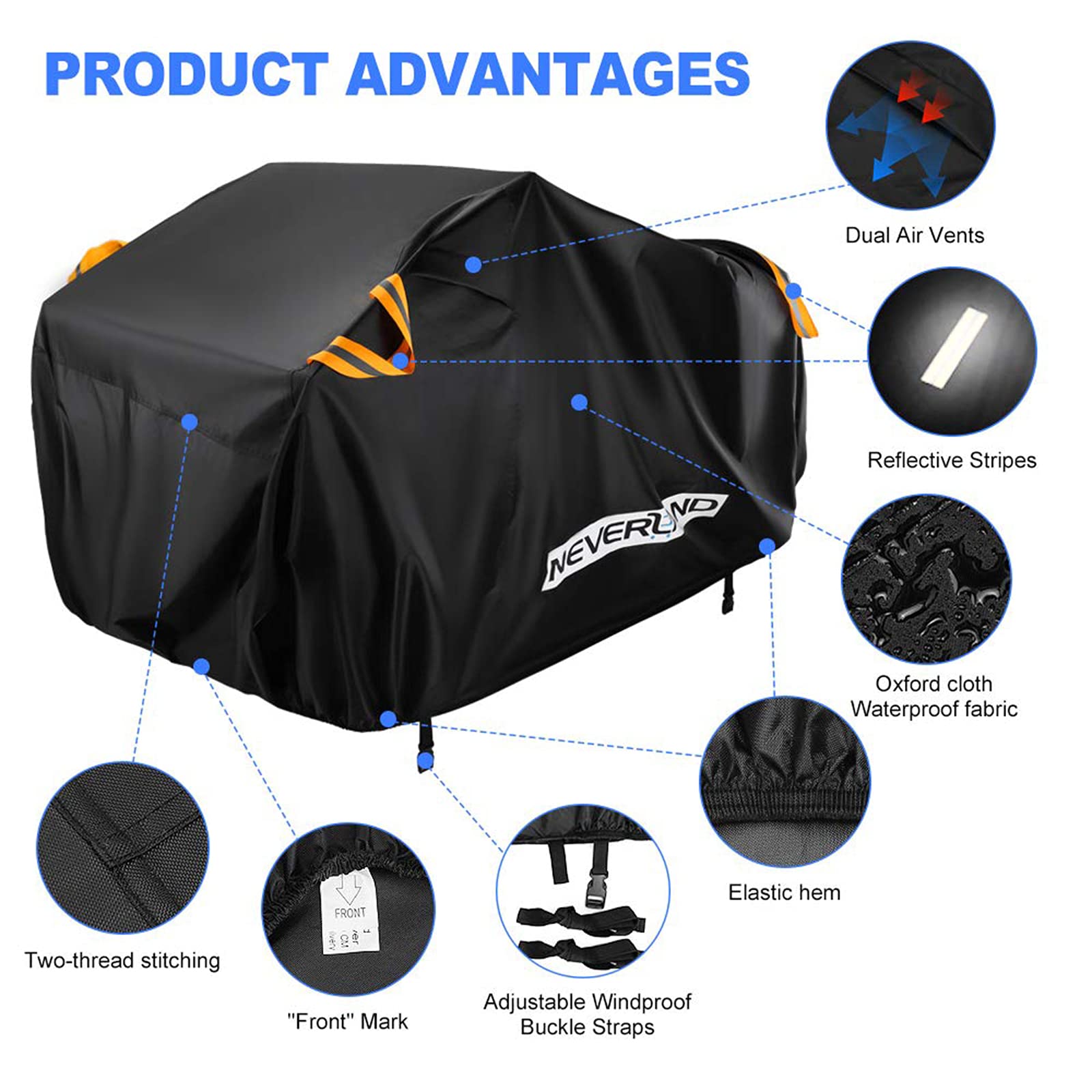 NEVERLAND ATV Cover Oxford Cloth Heavy,for Polaris Sportsman Yamaha Grizzly Honda FourTrax Kawasaki KFX Wheel Car with Air Vents
