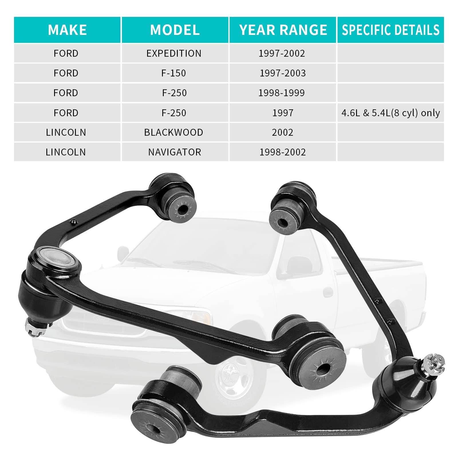 Yitamotor Front Upper Control Arm Kit With Ball Joints Compatible With 97-02 Ford Expedition, 97-04 F-150, 97-99 F-250, 02 Linco