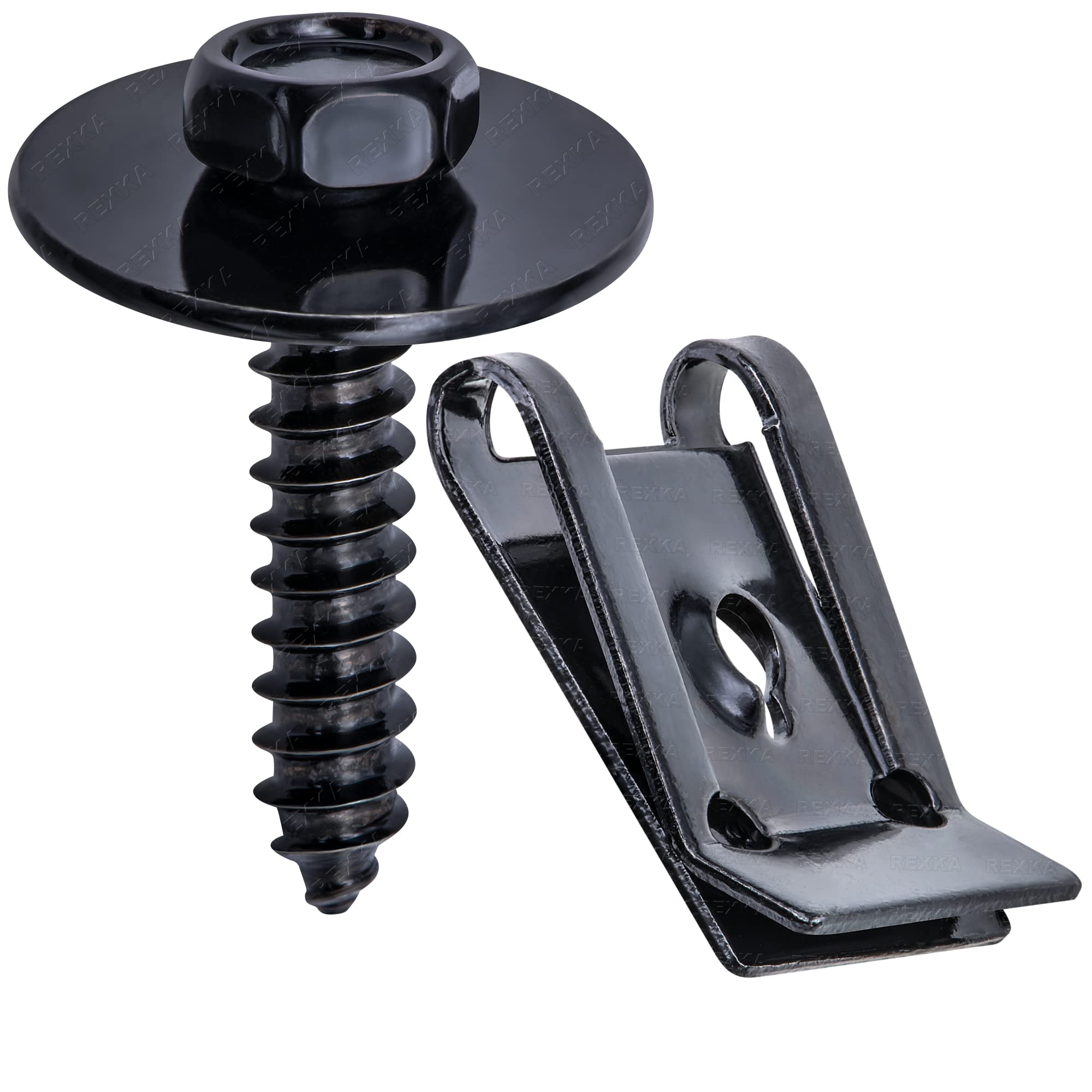 Rexka 20 Sets M4.2 Universal Fender Liner Engine Splash Shield Hex Head Screw & U Nut Kit For Gm Chevy Ford Buick Jeepchrysler -