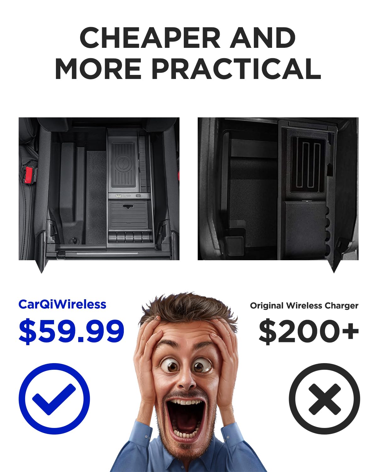 Carqiwireless Wireless Charger For F150 2009-2023 2024 2025, Center Console Organizer Box For Ford F150 Accessories F-150 2009-2