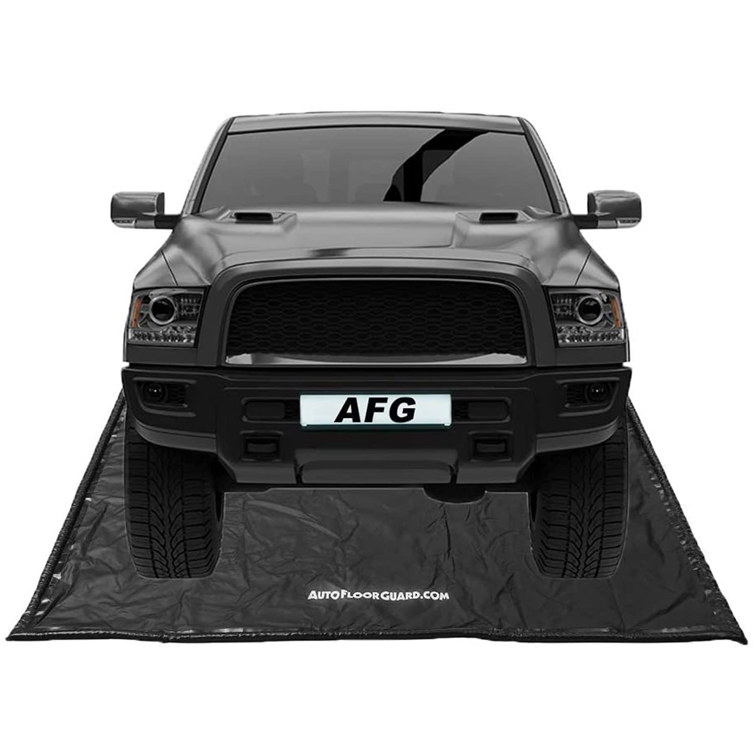 Autofloorguard Afg8520 8.5’X20’ Suv & Truck Heavy Duty Garage Floor Mat For Under Truck For Rain, Ice, And Mud W/ Stay-Put Corner And Telescoping Squeegee