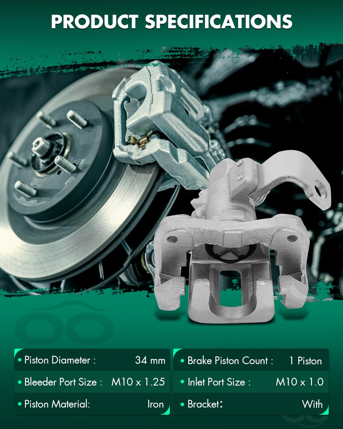 Scitoo Rear Right Brake Caliper With Bracket 19B3298 Compatible For Acura Csx 2006-2011 For Acura Ilx 2013-2018 For Honda Civic