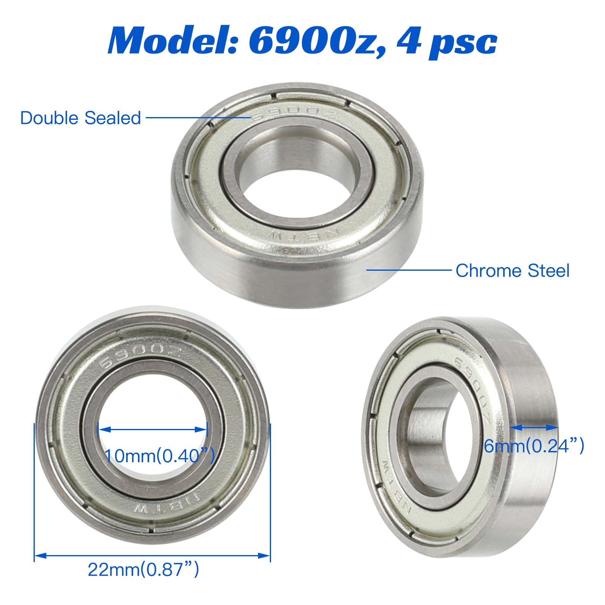 Yoxufa Mini Bike Steering Bearing Assembly For Coleman Ct200U Bt200X Ct200U-Ex Ct100U Cc100X Rt200 Rt100 Predator 212Cc 196Cc 200Cc 98Cc 100Cc 5.5Hp 2.5 3.0Hp Engine Parts 6900Z 4 Packs