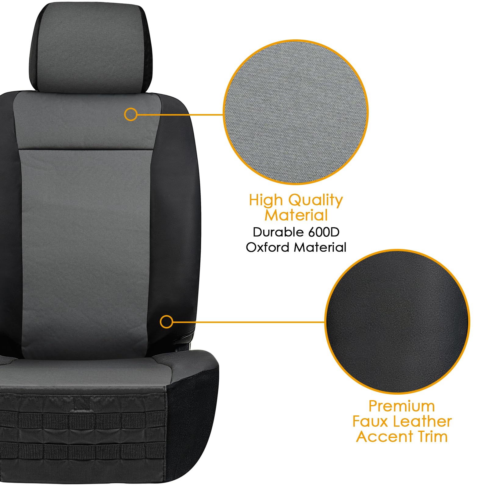 Maverick Heavy Duty Seat Covers For Front Seats; Fits Full-Size Suv Or Truck; Includes Front And Rear Storage Pockets, Built-In
