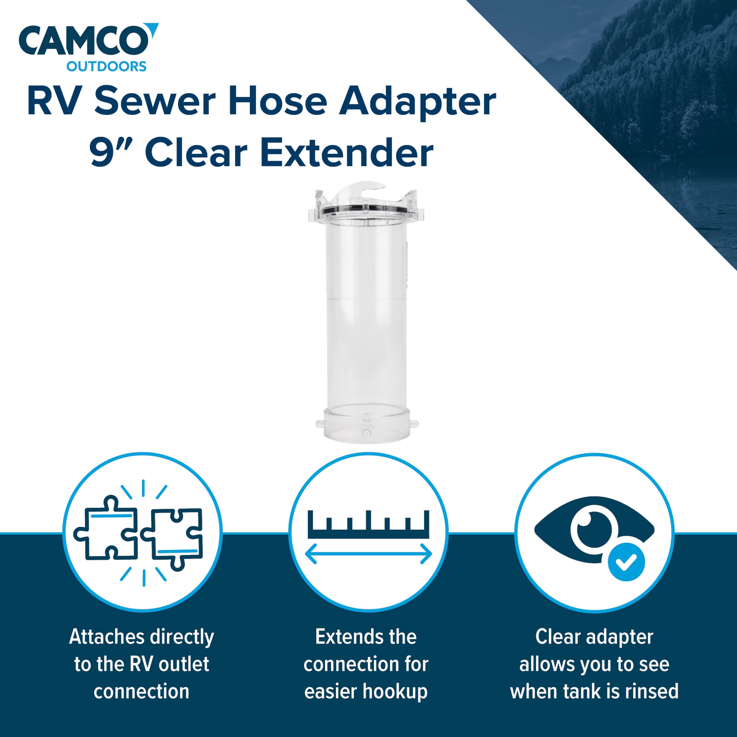 Camco 39592 9 Clear Sewer Hose Adapter