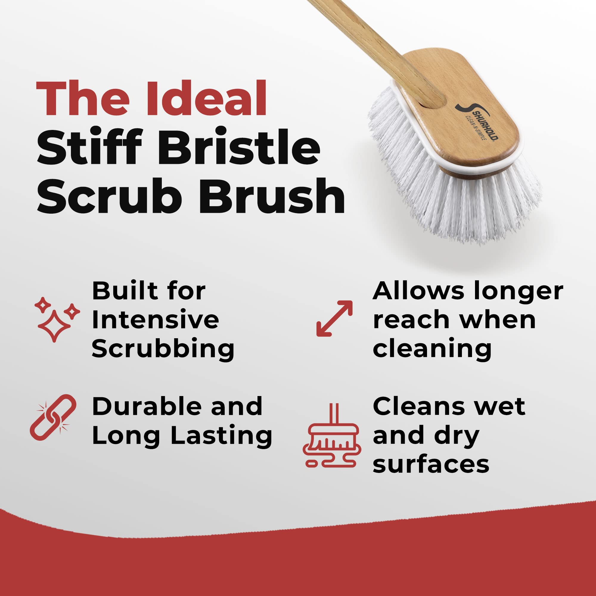 Shurhold 1950 Marine Mate 6 Inch Stiff Bristle Brush With 48 Inch Handle