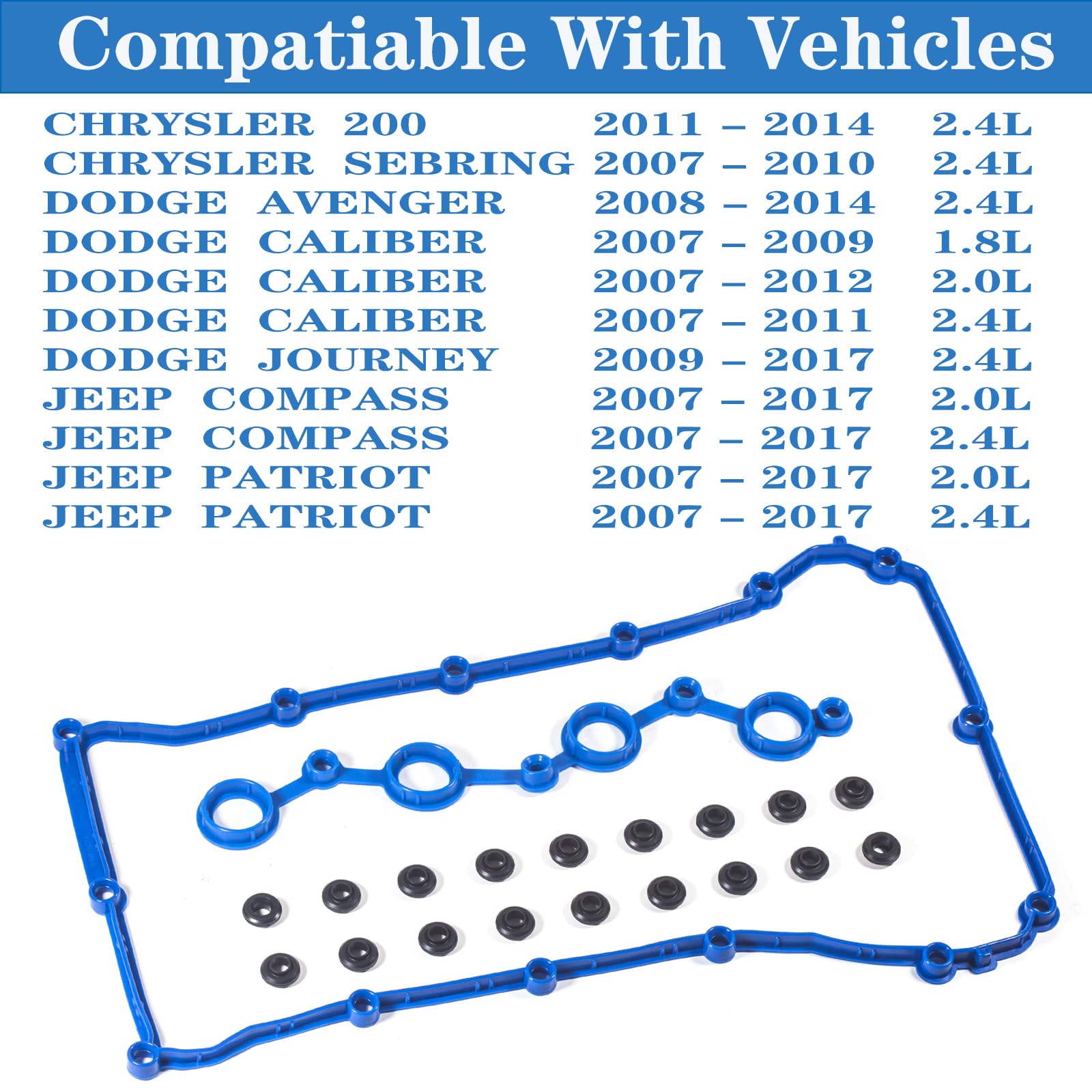 Vs50698R For Chrysler 200 2.4 Valve Cover Gasket Sebring,Jeep Compass Patriot, Dodge Avenger Journey Caliber Valve Cover Gasket 1.8 2.0 2.4L 2009 2010 2011 2012 2013 2014 2015 2016 2017 2018 2019 2020