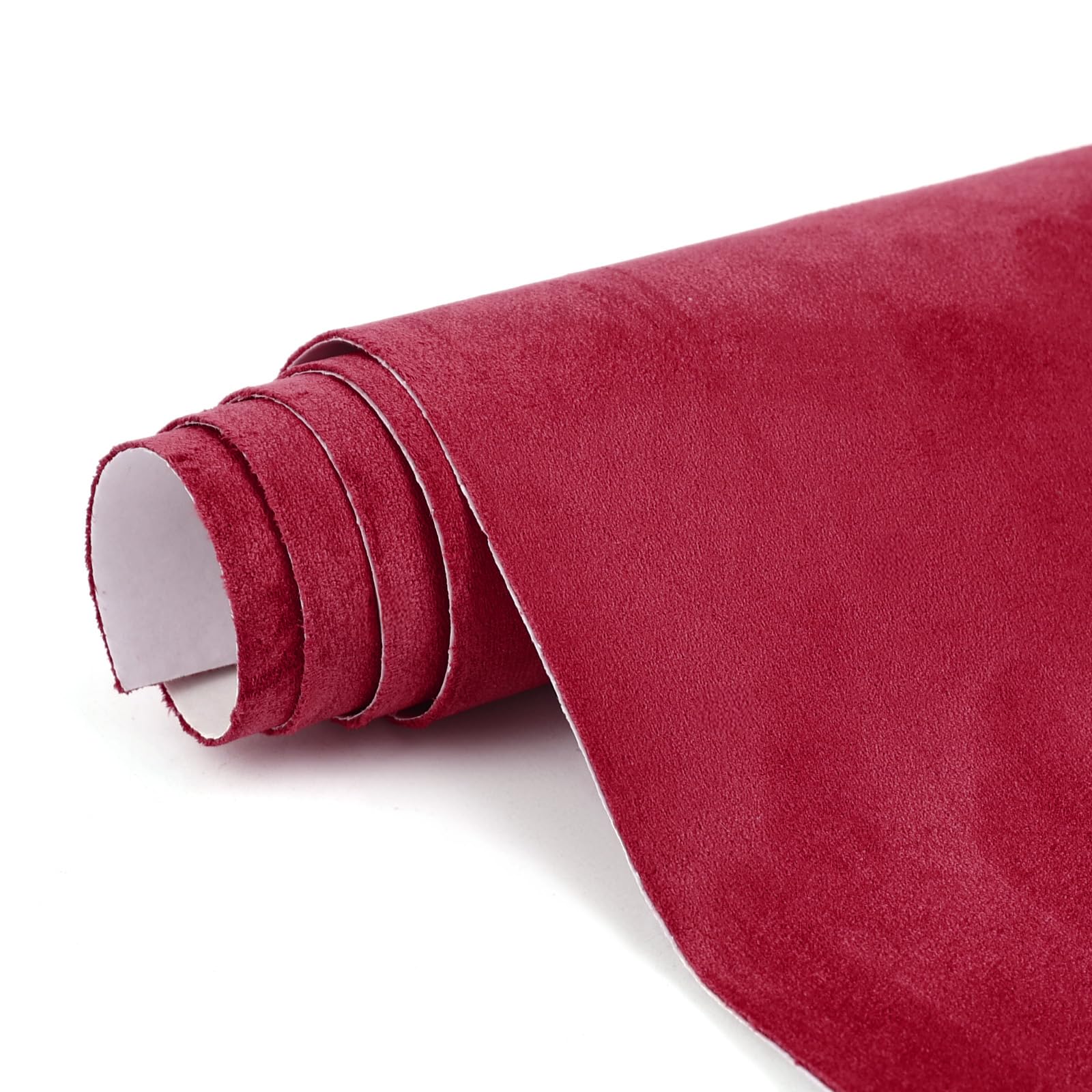 RadiantDecor Premium Burgundy Suede Fabric Wrap - 12x60 inch Suede Wrap for Car Interior - Self-Adhesive Microfiber and Syntheti