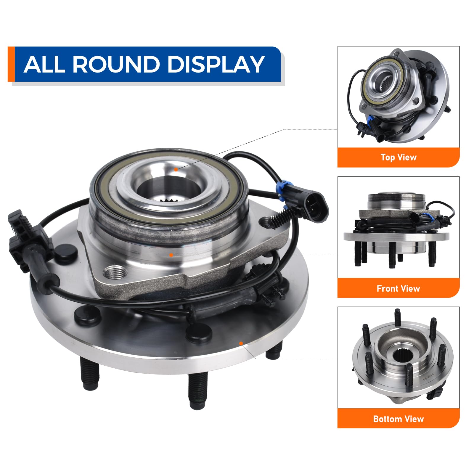 Parod Pair Front 515093 Wheel Hub And Bearing Assembly Compatible With 2006-2010 Hummer H3 2009-2010 Hummer H3T W/Abs 6Lugs