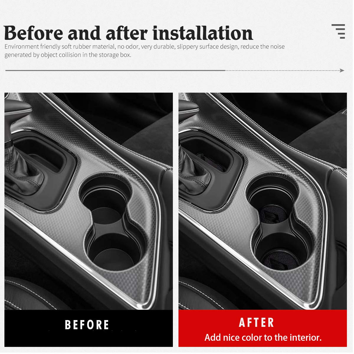 Auovo 11Pcs Anti-Dust Mats For Challenger Accessories 2015-2023 Custom Interior Cup Holder Inserts Door Pocket Center Console Li