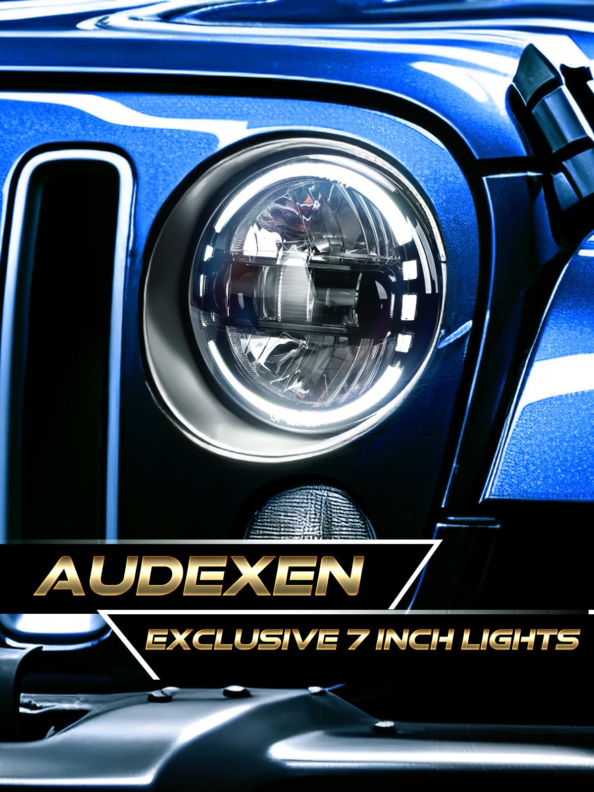 Audexen Upgraded 1200% Bright 7 Inch Led Headlights Round Jk 7'' Headlight Compatible With Jeep Wrangler Jk Jku Lj Tj 1997-2018